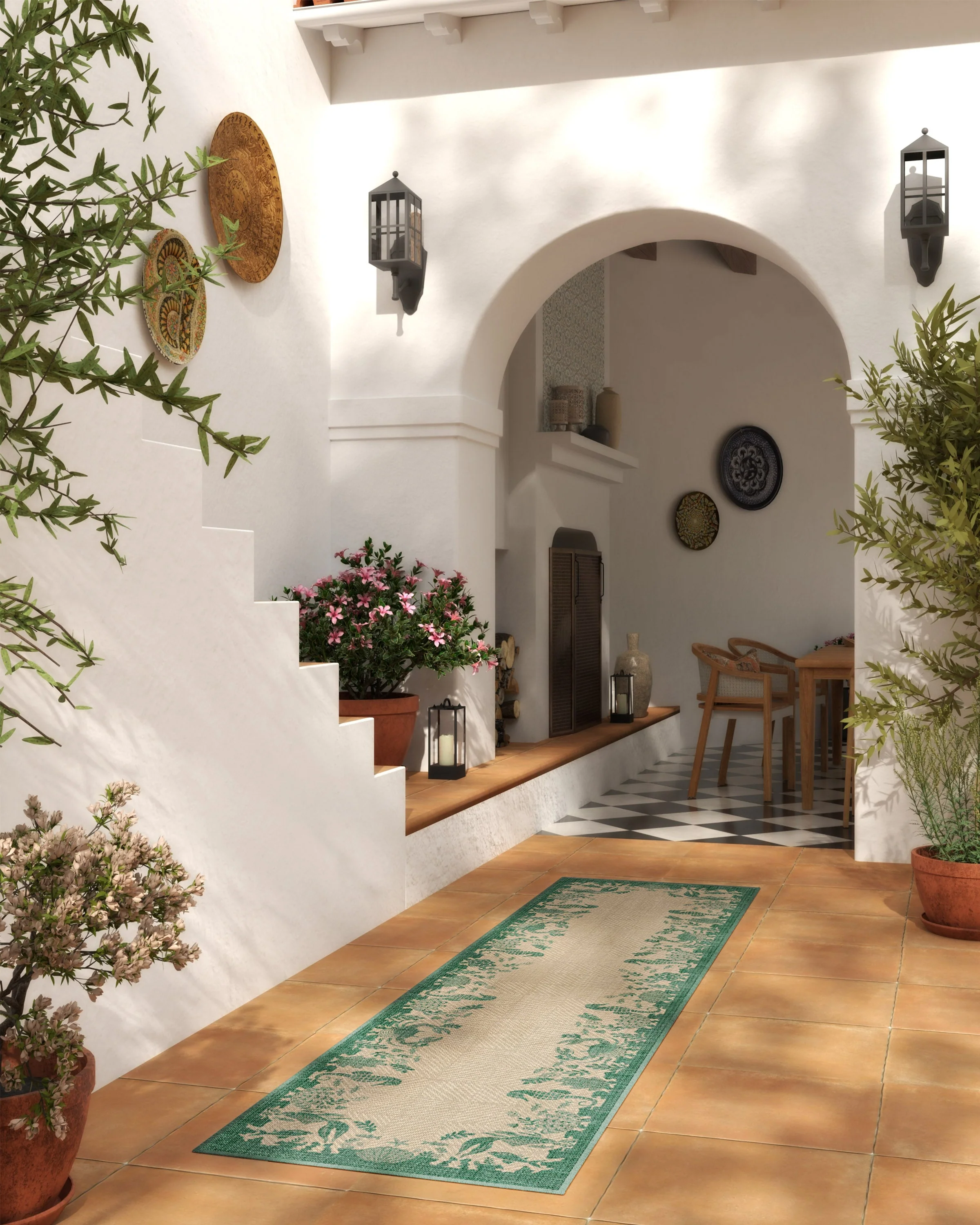 Ionia Emerald & Tan Outdoor Rug