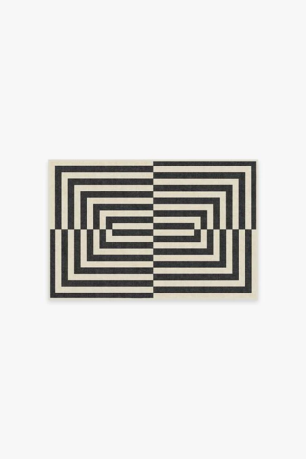 Op Art Charcoal Flatwoven Rug by Jonathan Adler