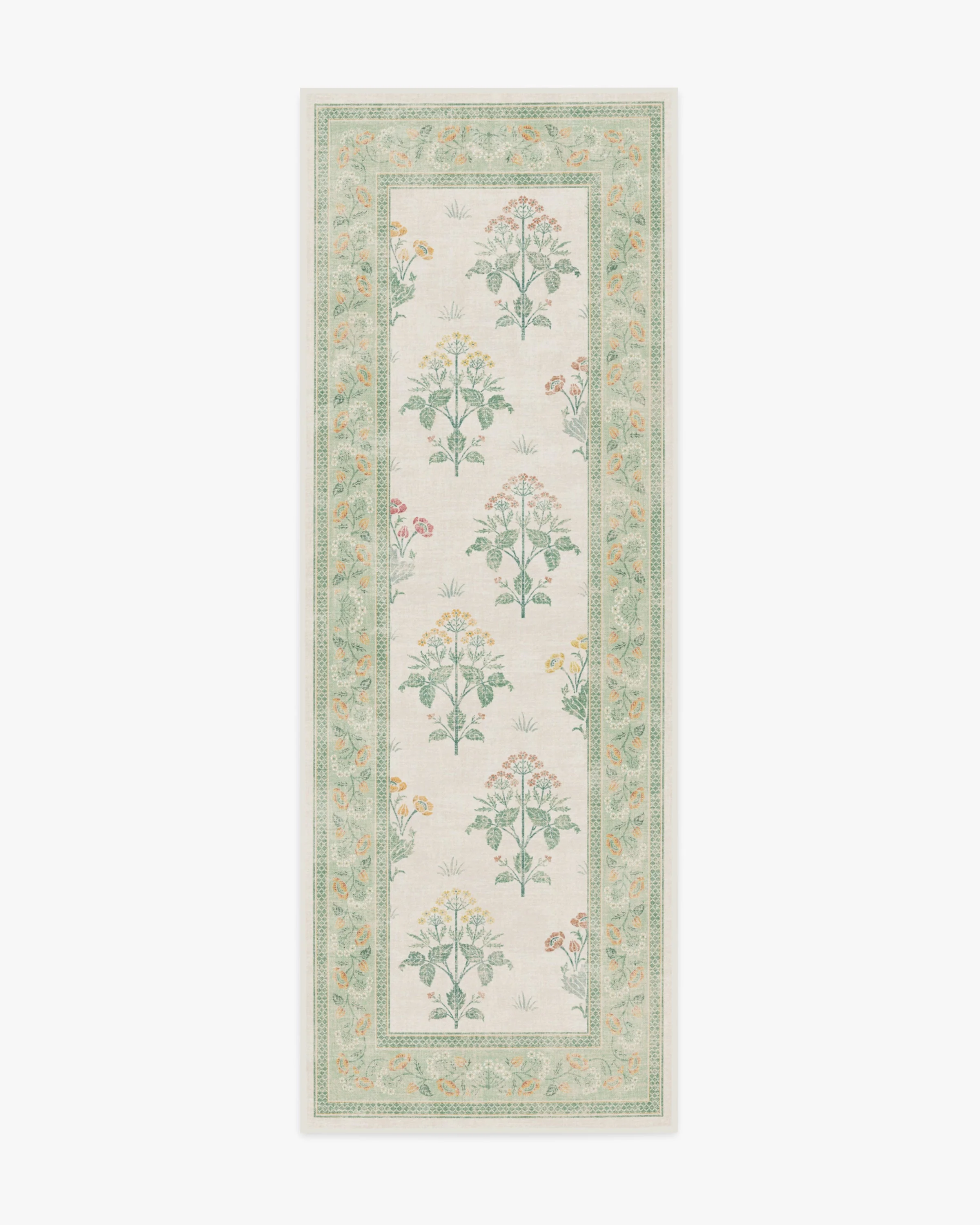 Meadow Sweet Ivory & Green Flatwoven Rug by Morris & Co.