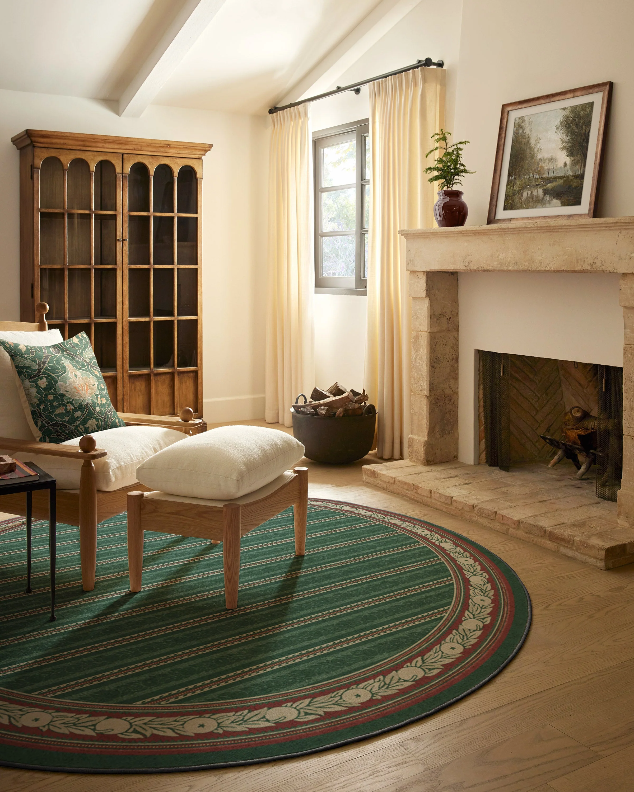 Fruit Stripe Spruce Green Flatwoven Rug by Morris & Co.