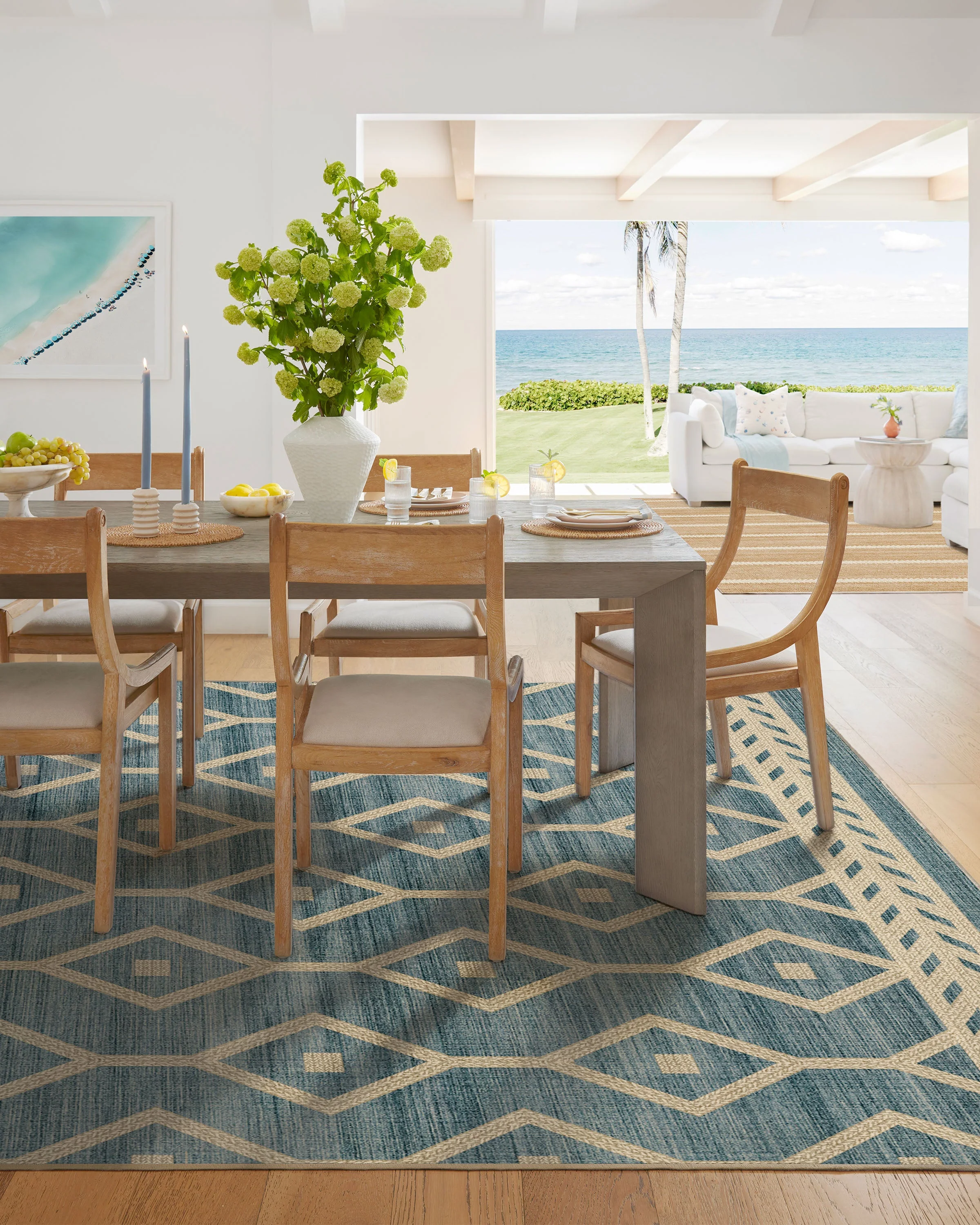 Newport Slate Blue Re-Jute Rug by Gray Malin