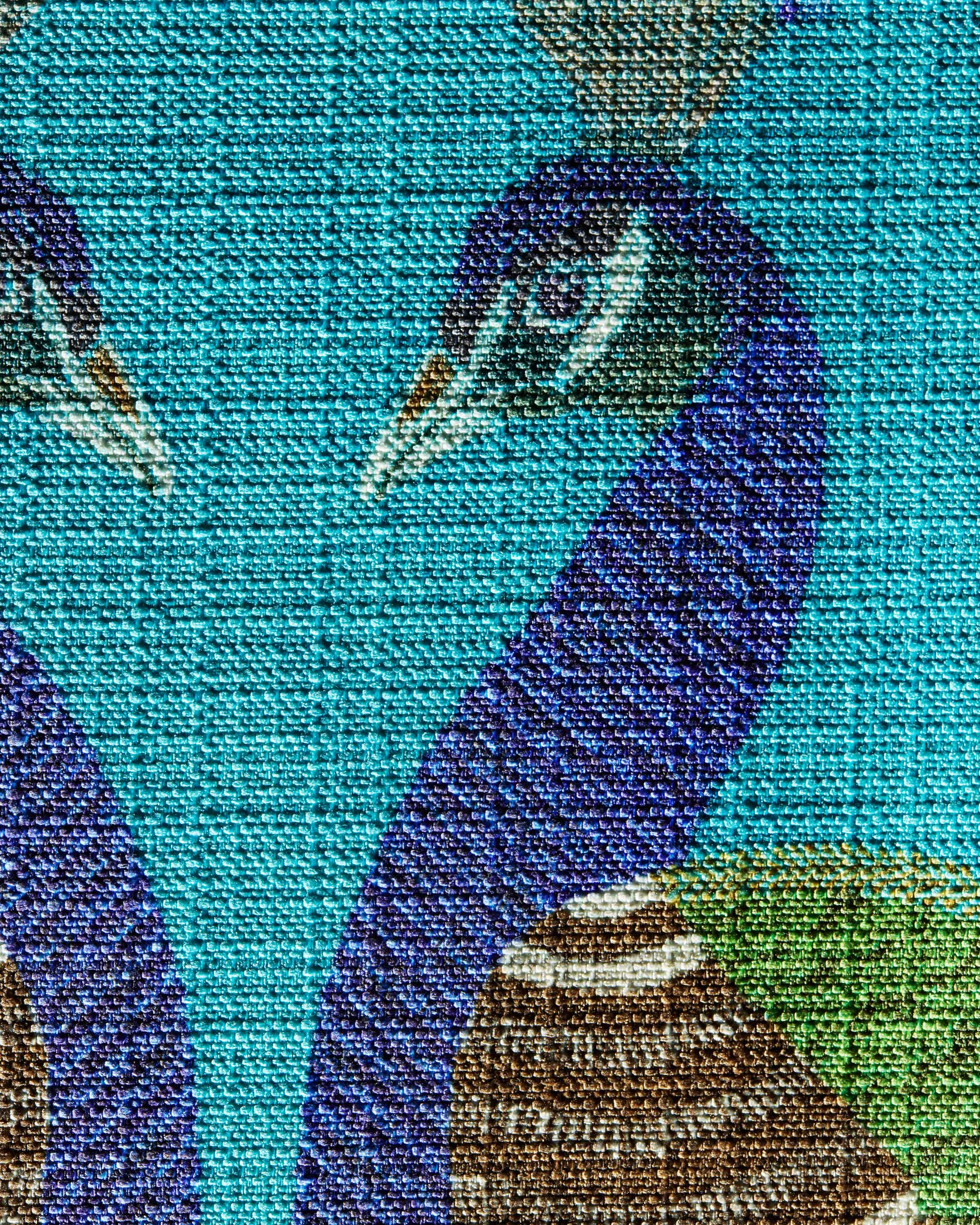 Reflected Peacock Turquoise Woven Throw Pillow by Jonathan Adler