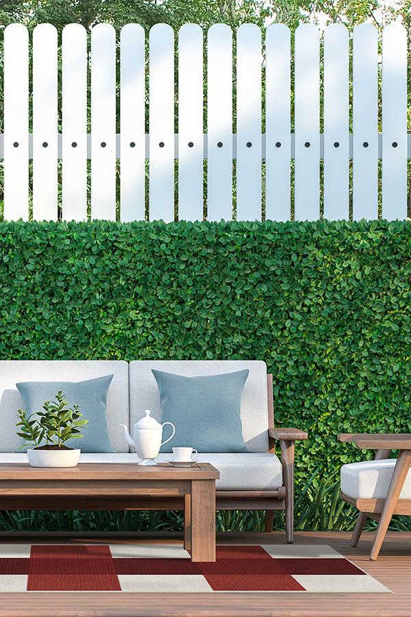 Gingham Plaid Red & White Outdoor Rug