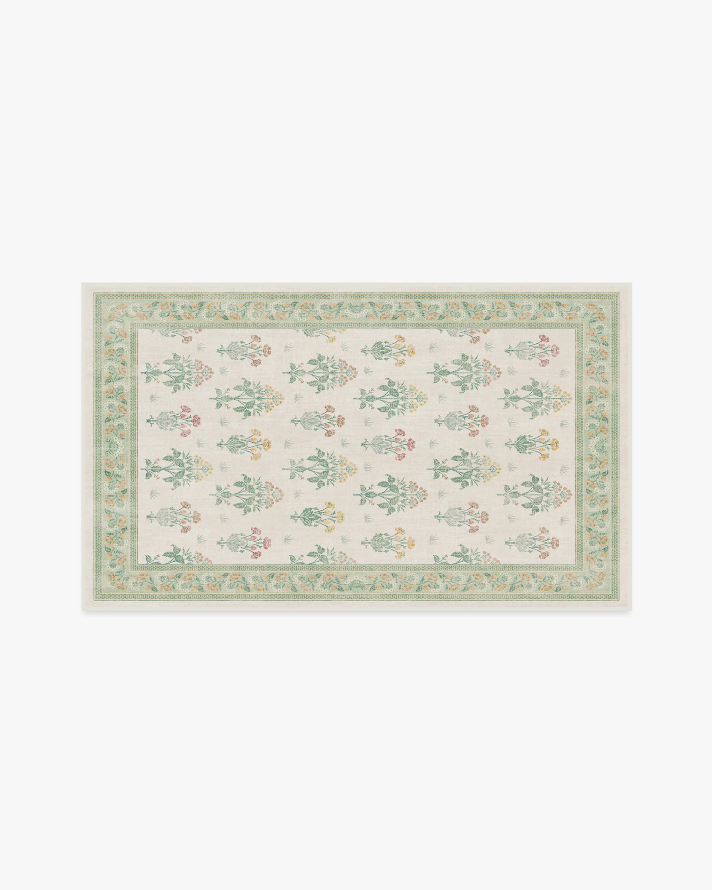 Meadow Sweet Ivory & Green Flatwoven Rug by Morris & Co.