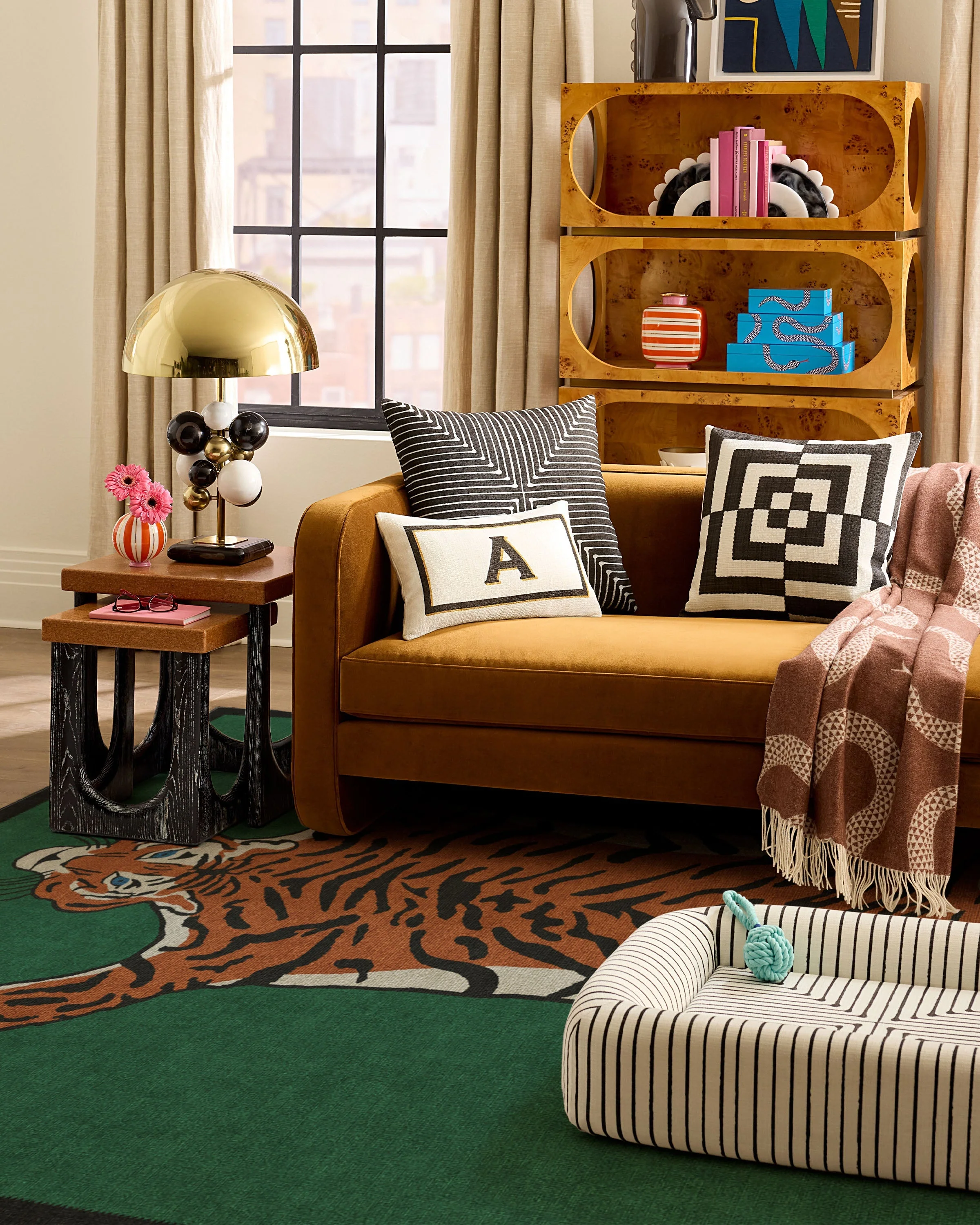 Op Art Ivory Woven Throw Pillow by Jonathan Adler