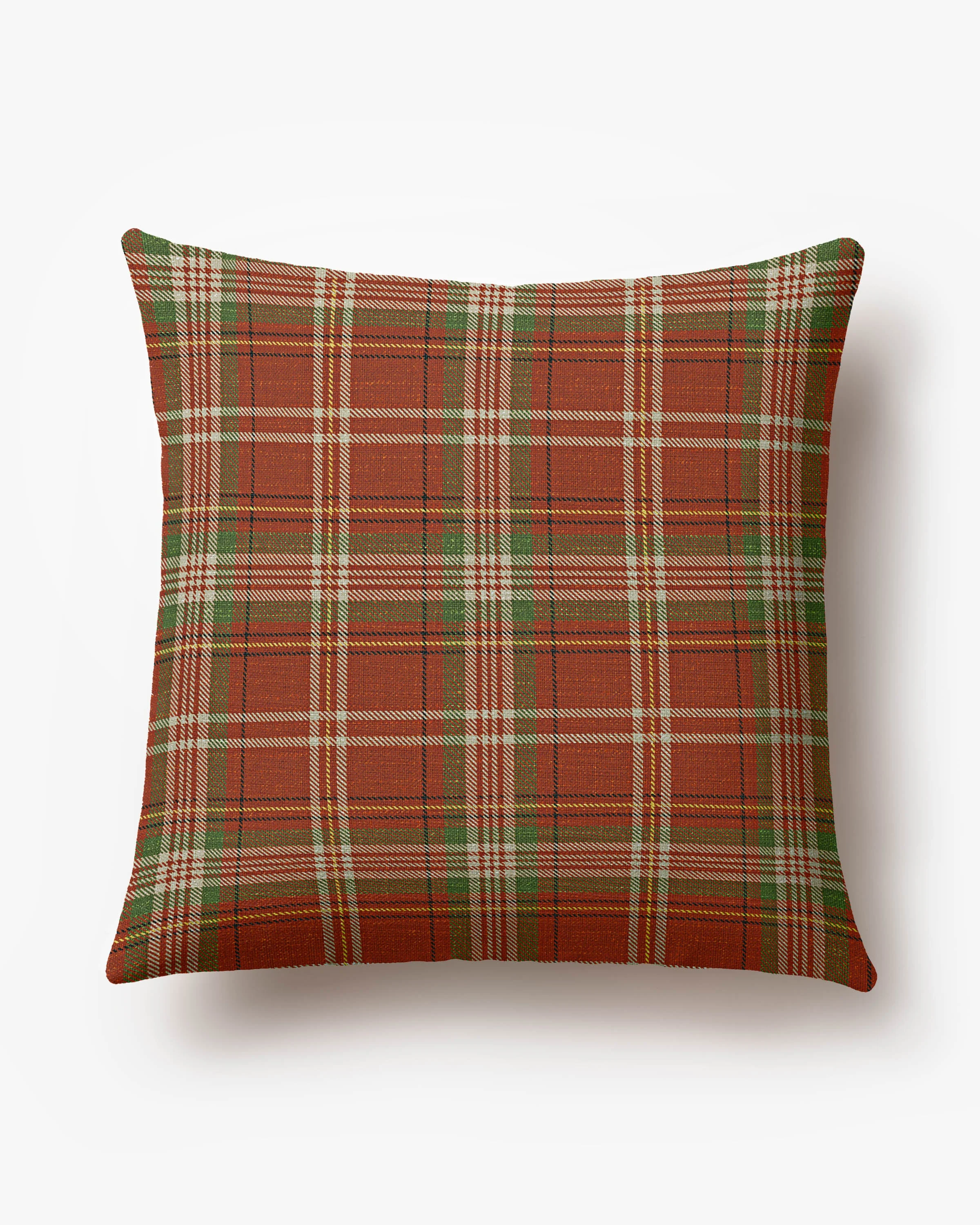 Merry Tartan Red & Green Woven Throw Pillow