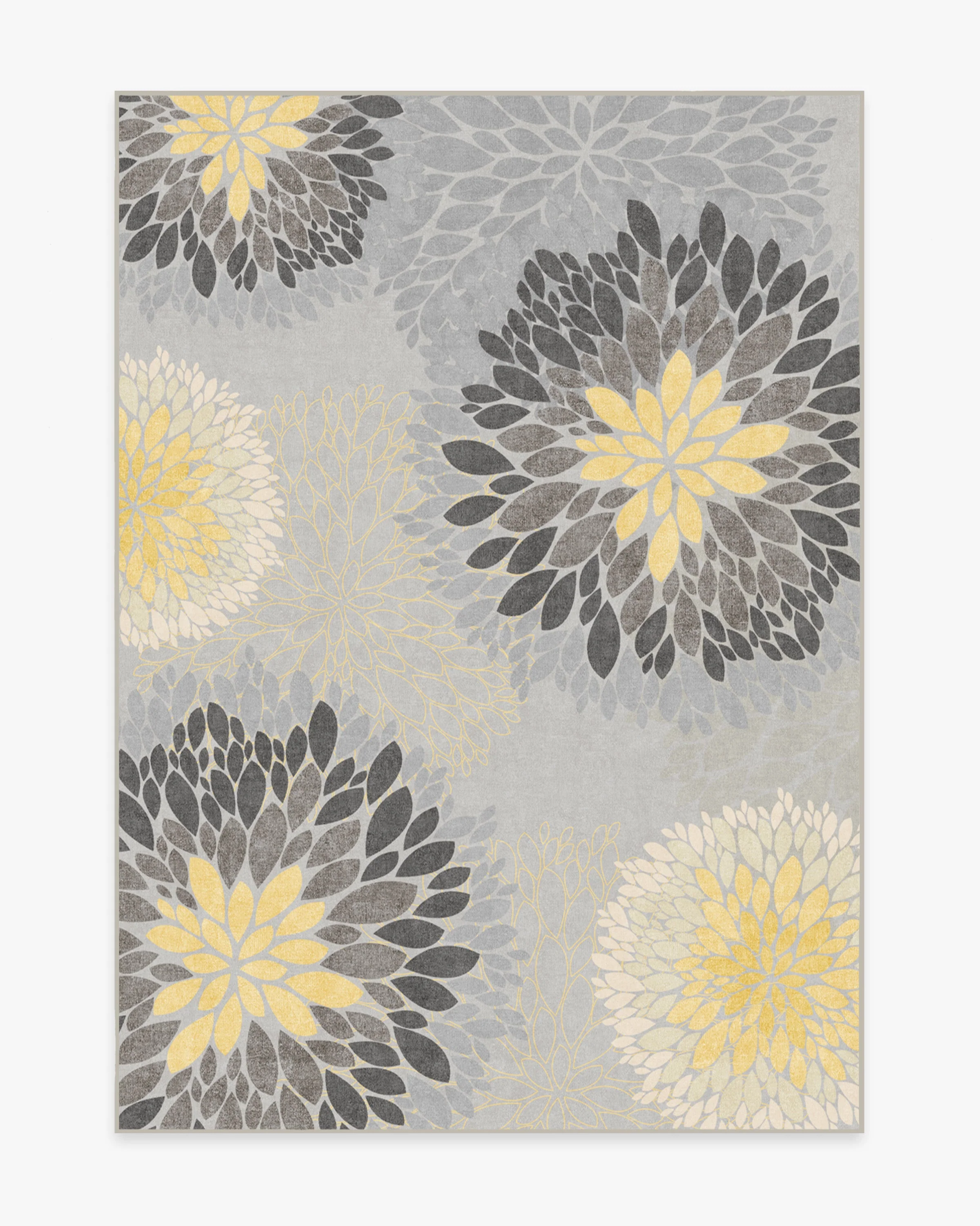 Floral Medallion Yellow Grey Rug