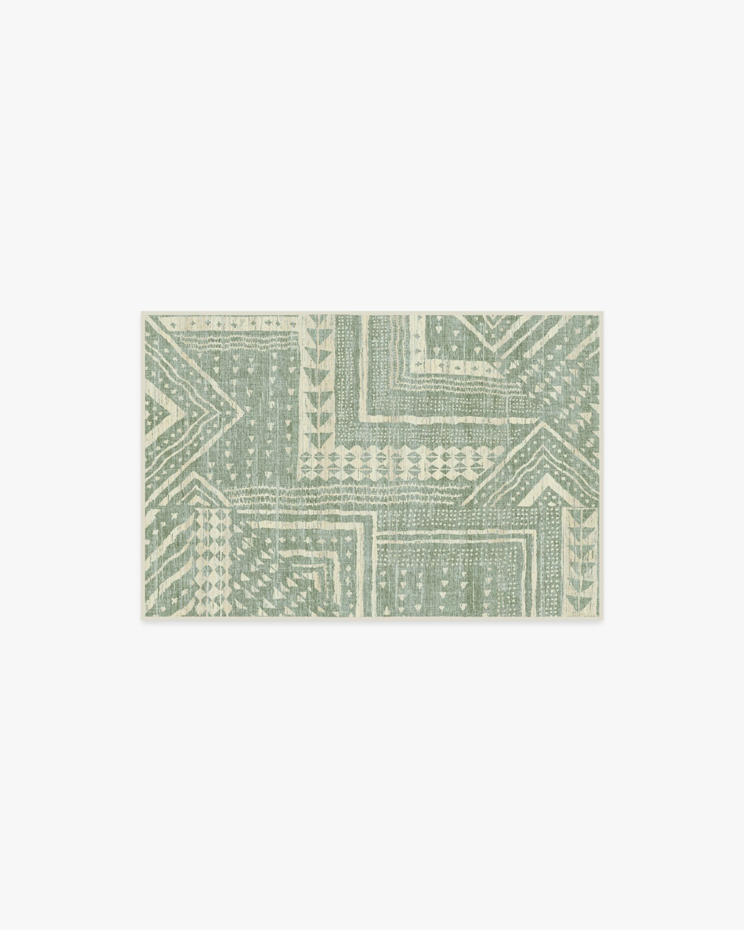 Bogolan Sage Rug by Malene Barnett