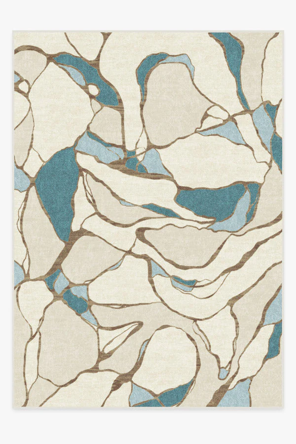 Aude Teal & Ivory Rug by Nina Takesh