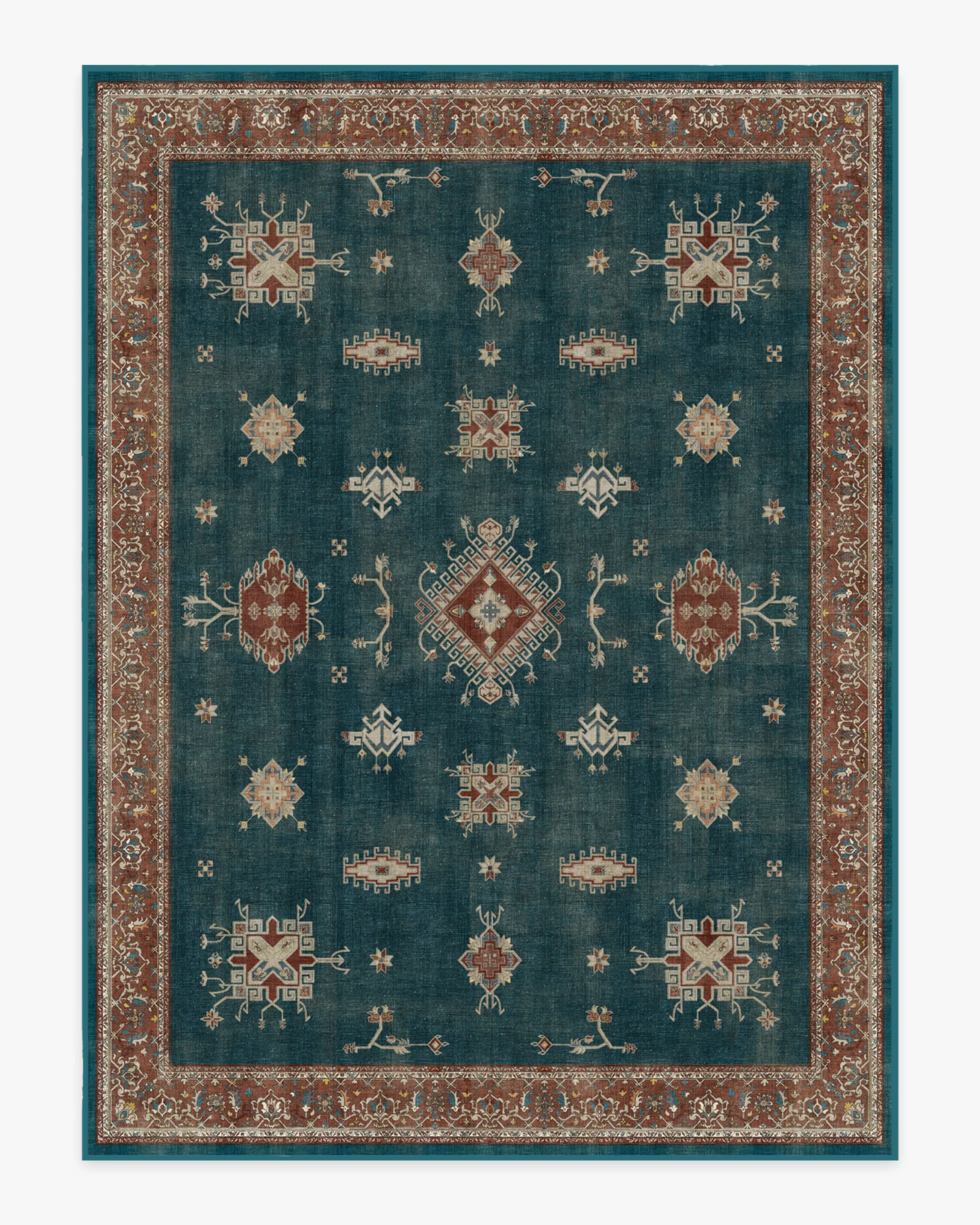 Verena Teal Blue Flatwoven Rug