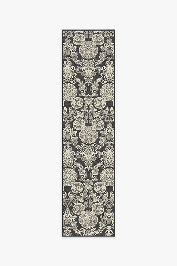 Mickey Damask Charcoal Flatwoven Rug