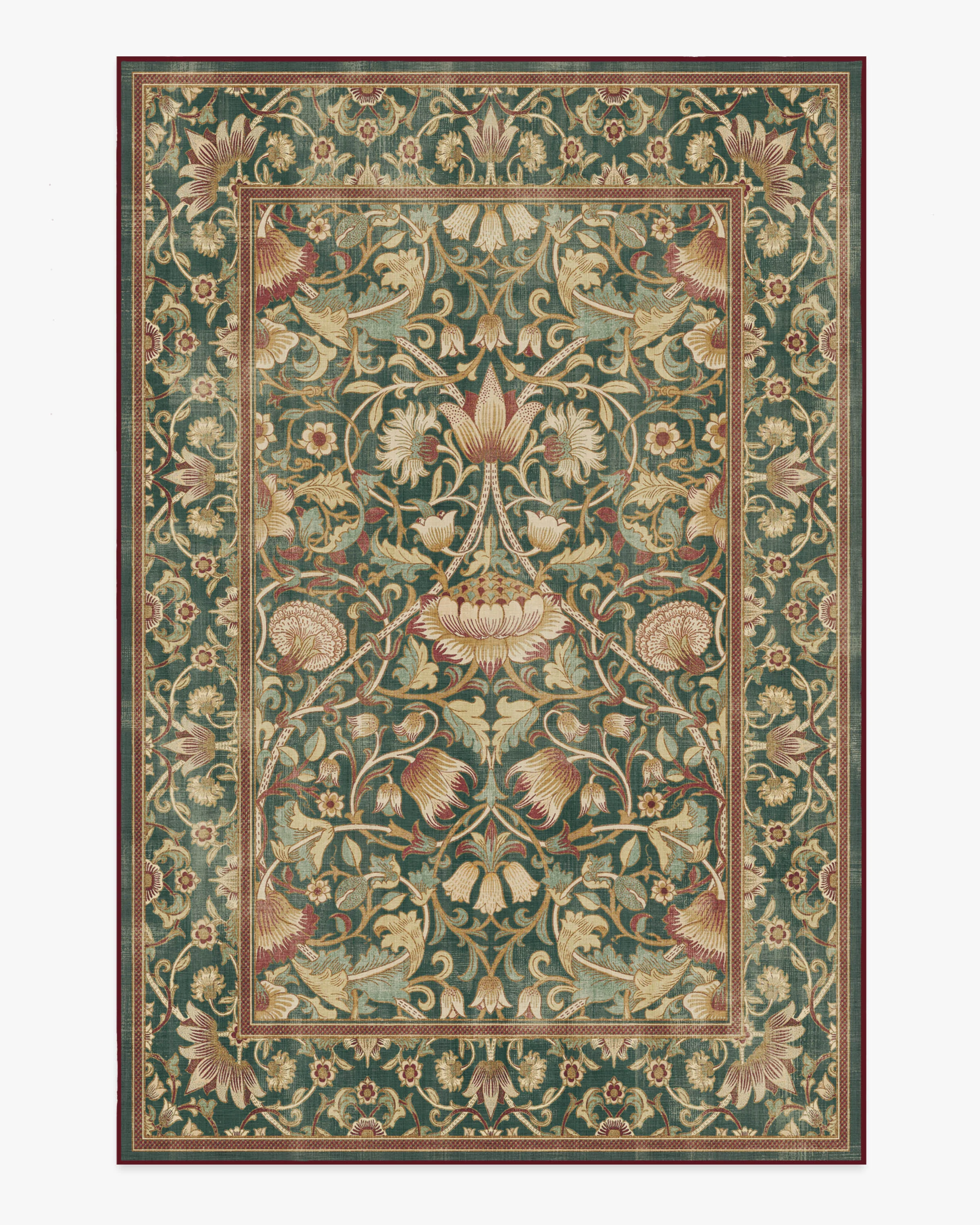 Lodden Soft Evergreen & Gold Rug by Morris & Co.