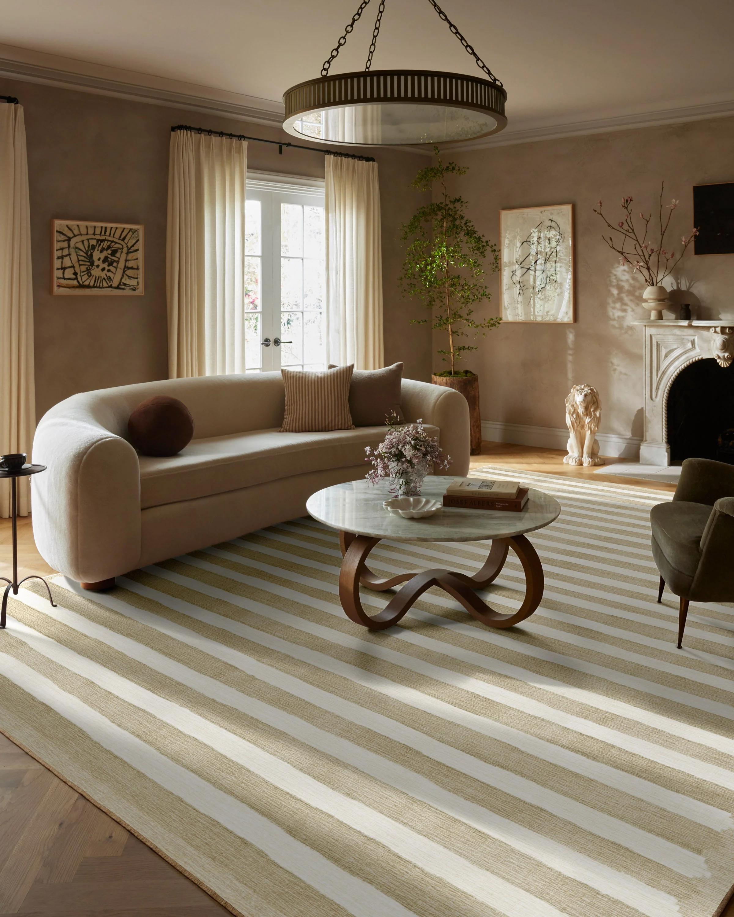 Elin Stripe Latte Cream Rug by goop