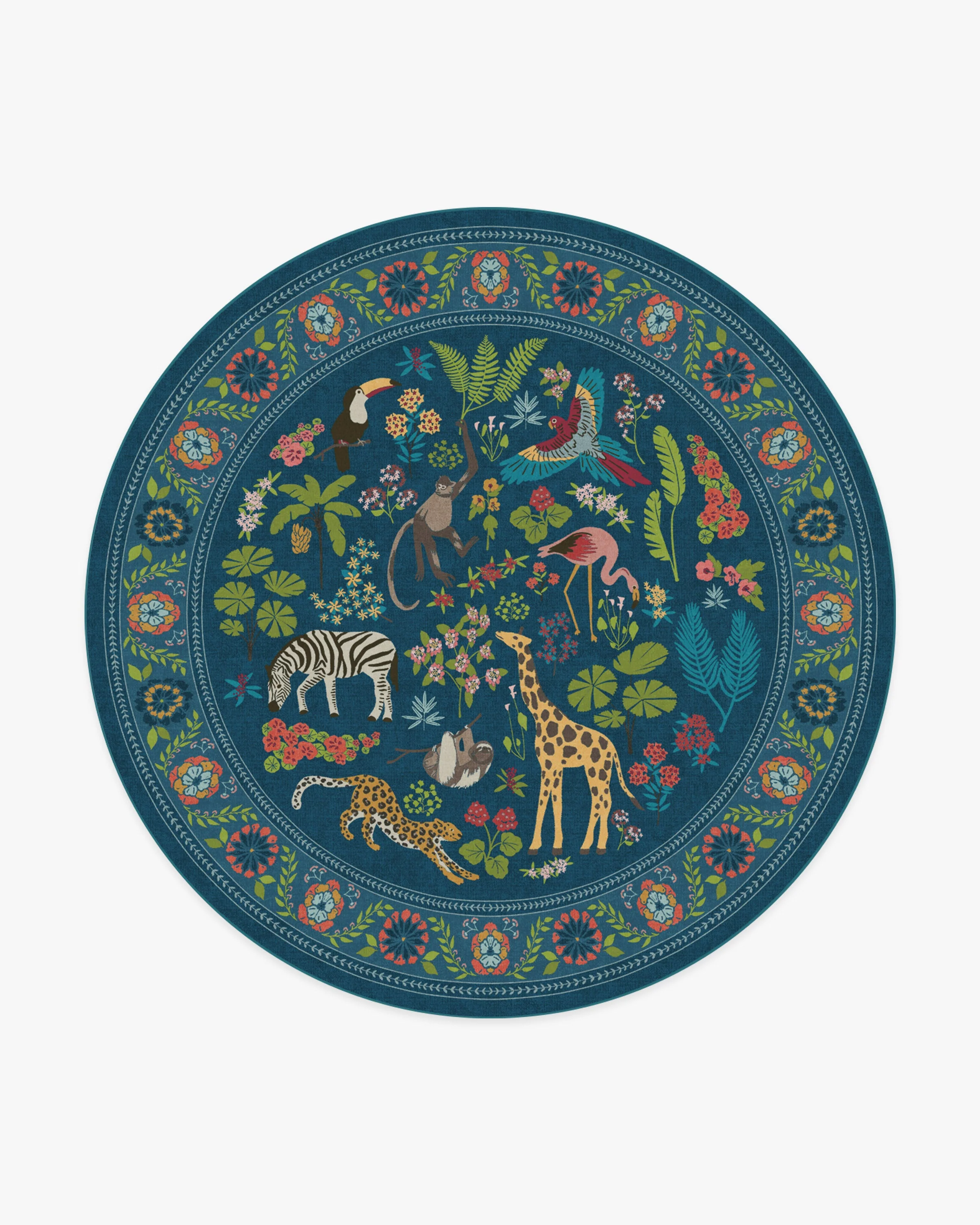 Jingle Jungle Royal Blue Flatwoven Rug by Iris Apfel