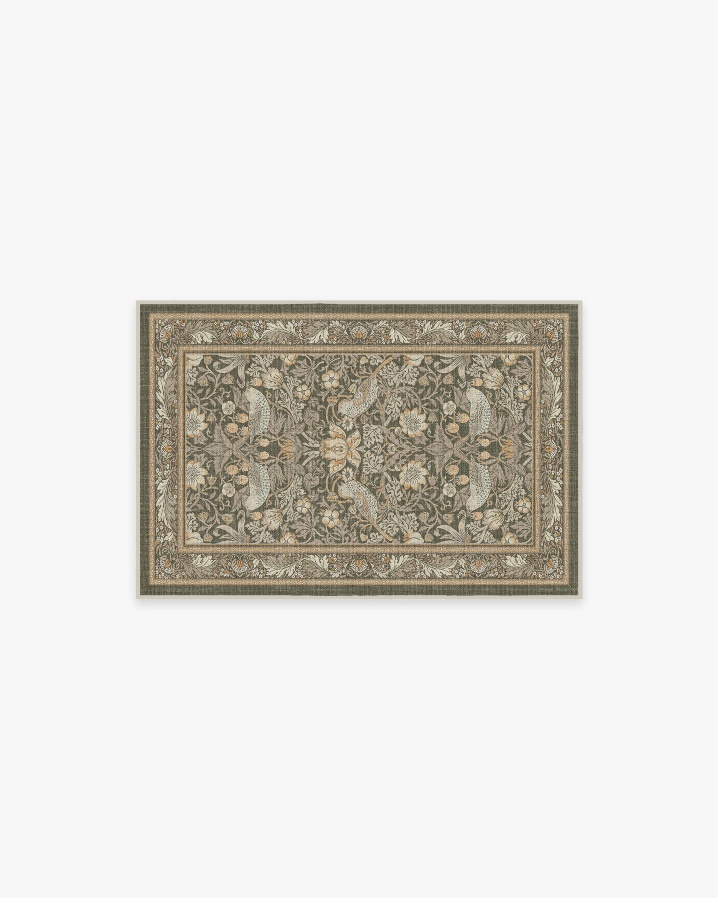 Strawberry Thief Stone Gold Flatwoven Rug by Morris & Co.