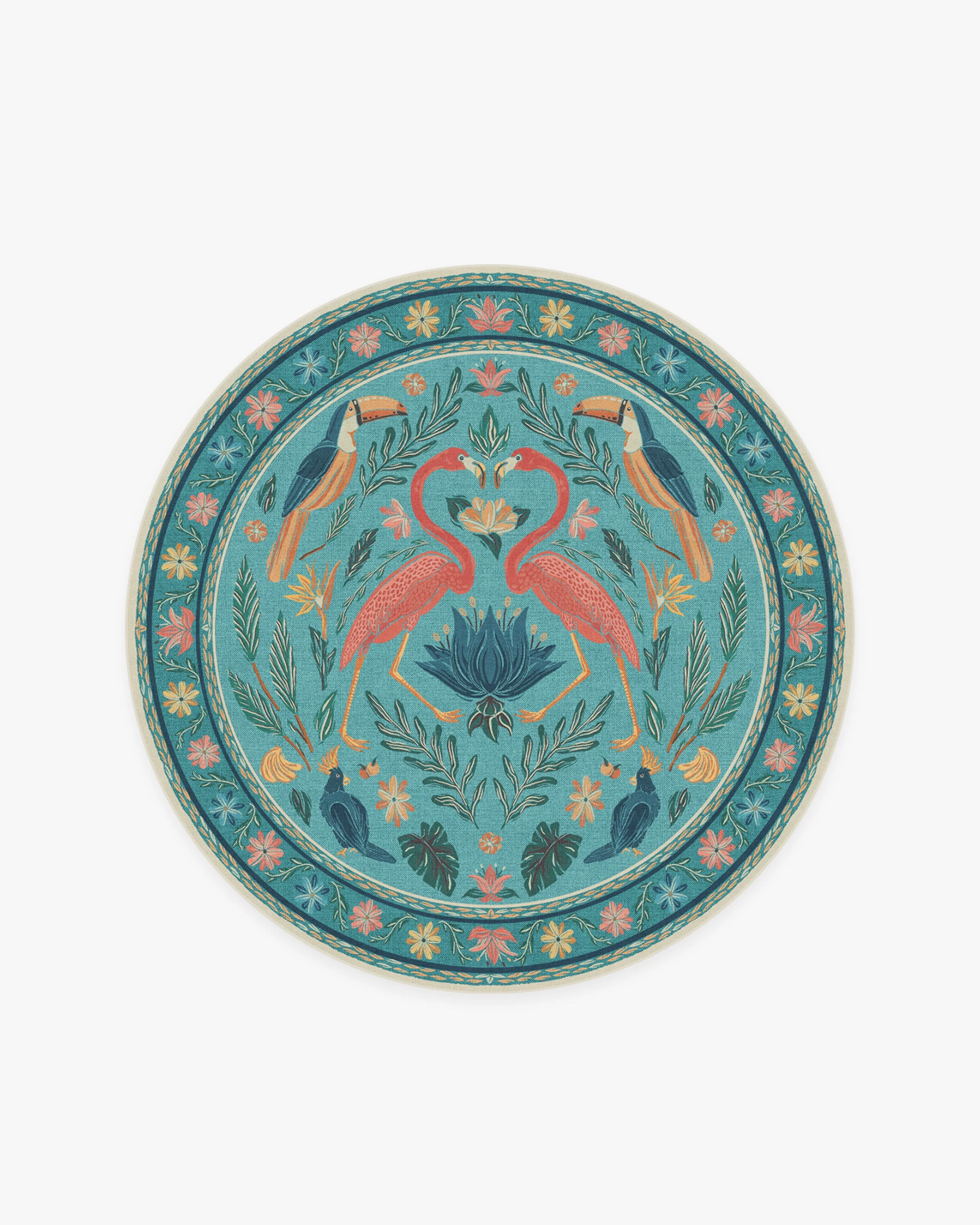 Birds Of A Feather Aqua Rug by Iris Apfel