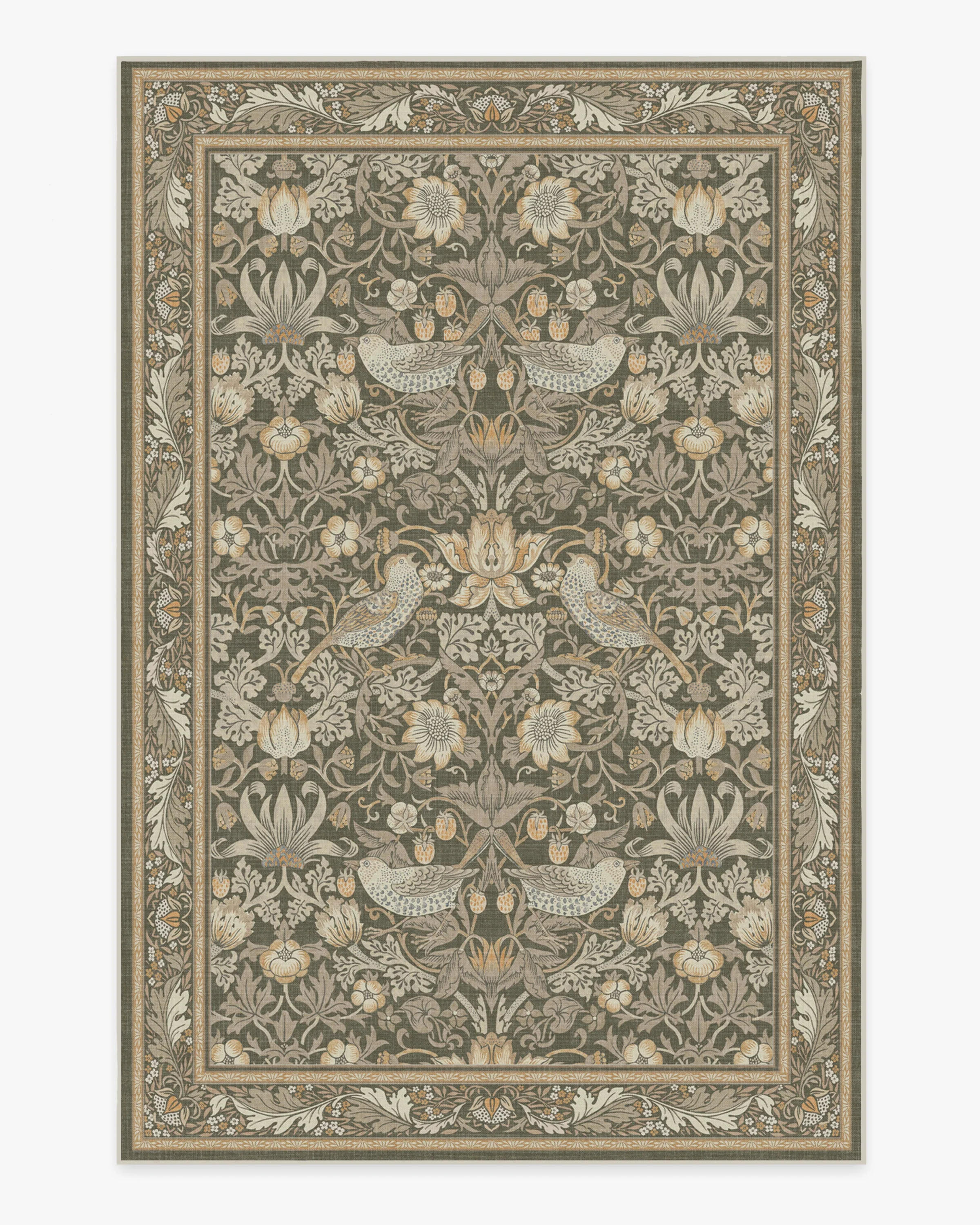 Strawberry Thief Stone Gold Rug by Morris & Co.