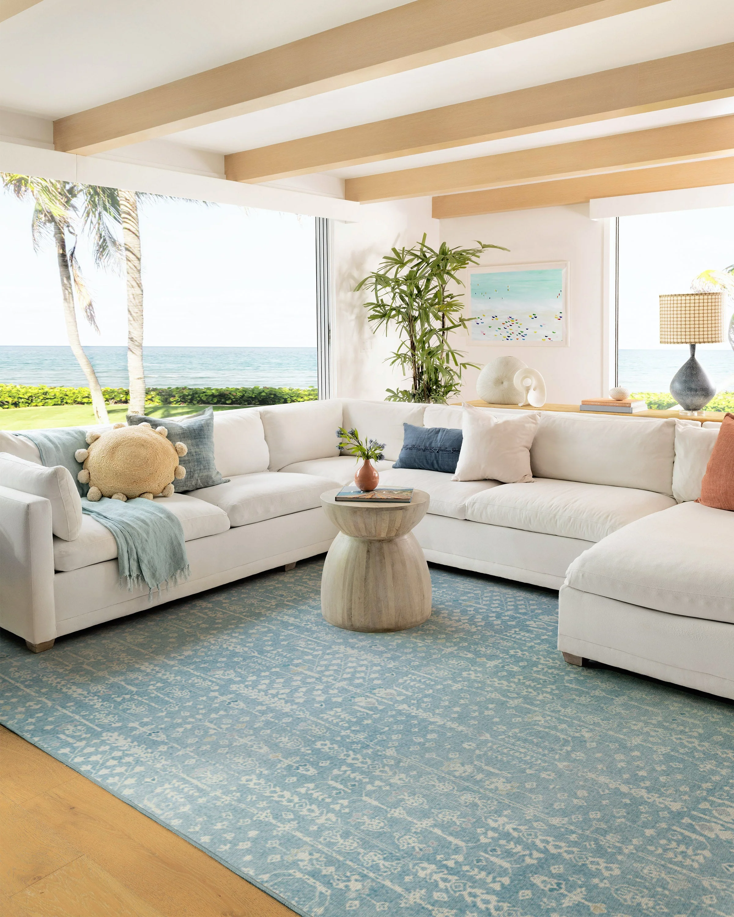 Palmetto Coastal Blue Rug by Gray Malin