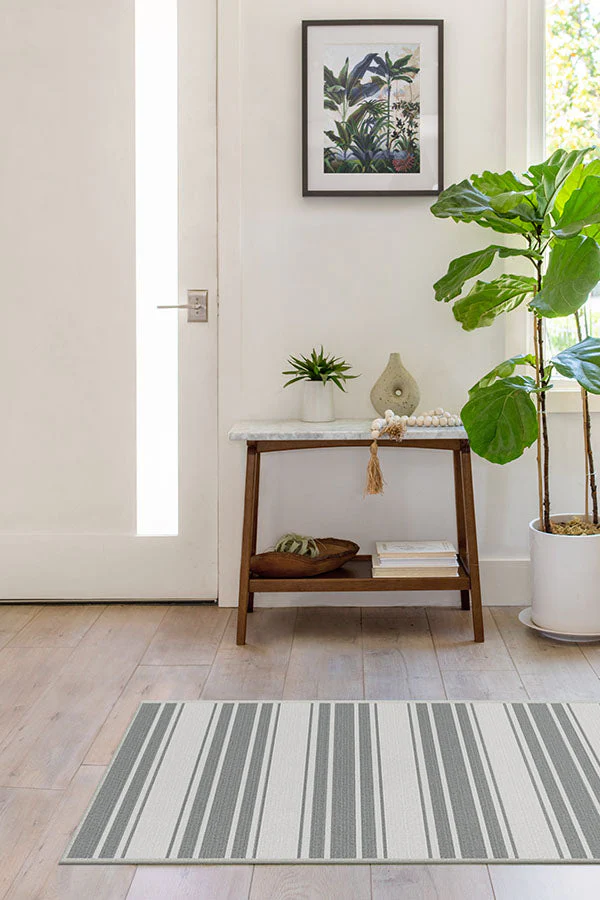 Marina Stripe Grey Outdoor Rug
