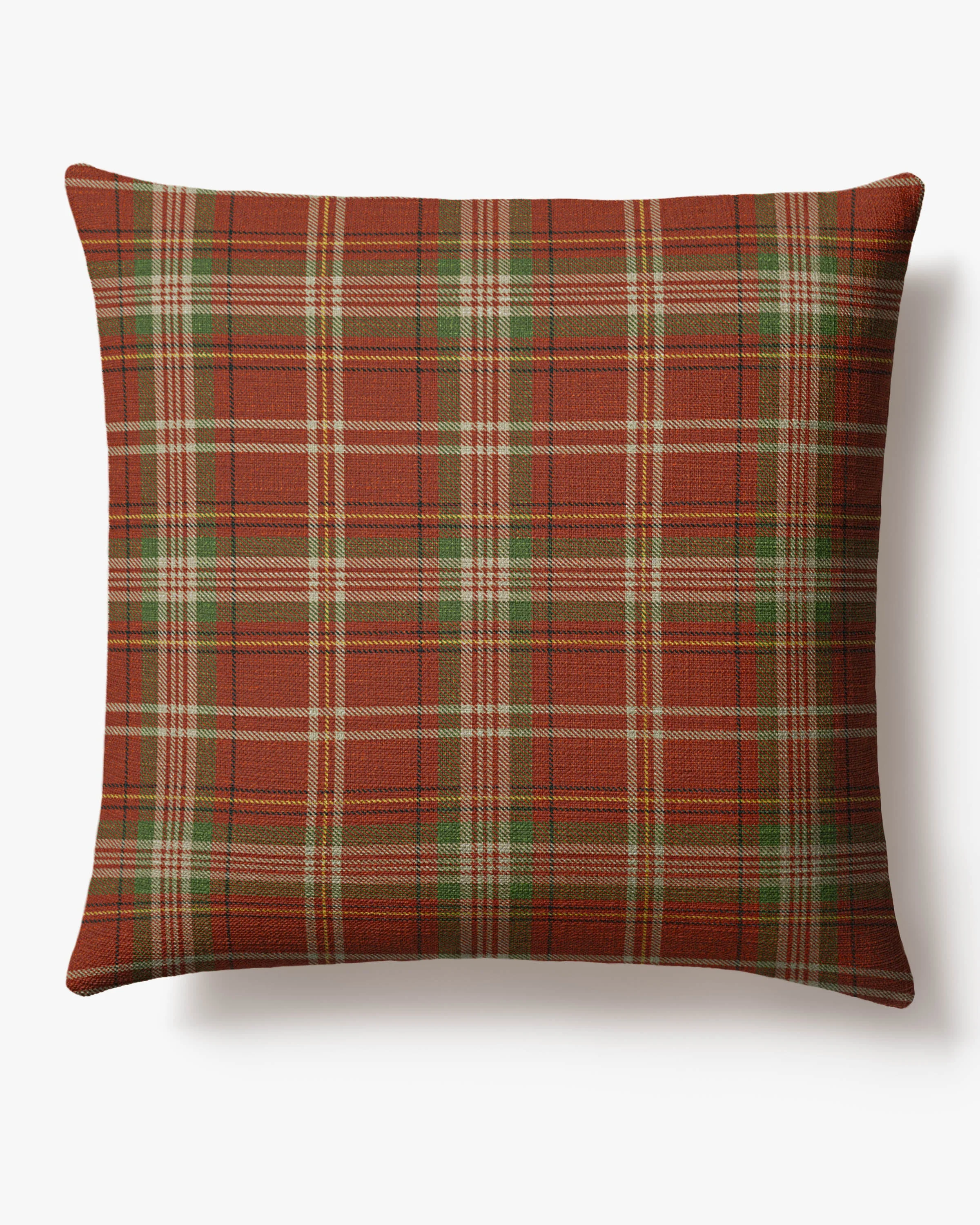 Merry Tartan Red & Green Woven Throw Pillow
