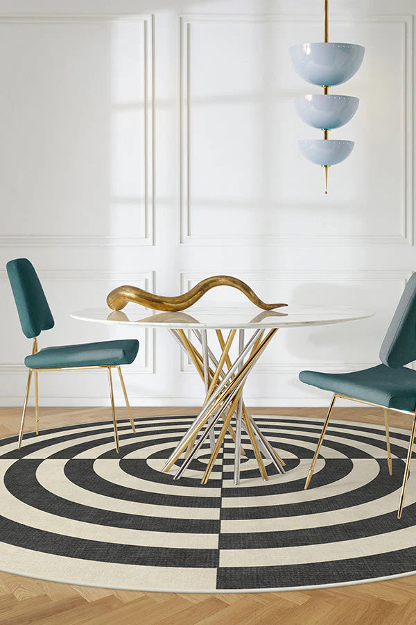Op Art Charcoal Rug by Jonathan Adler