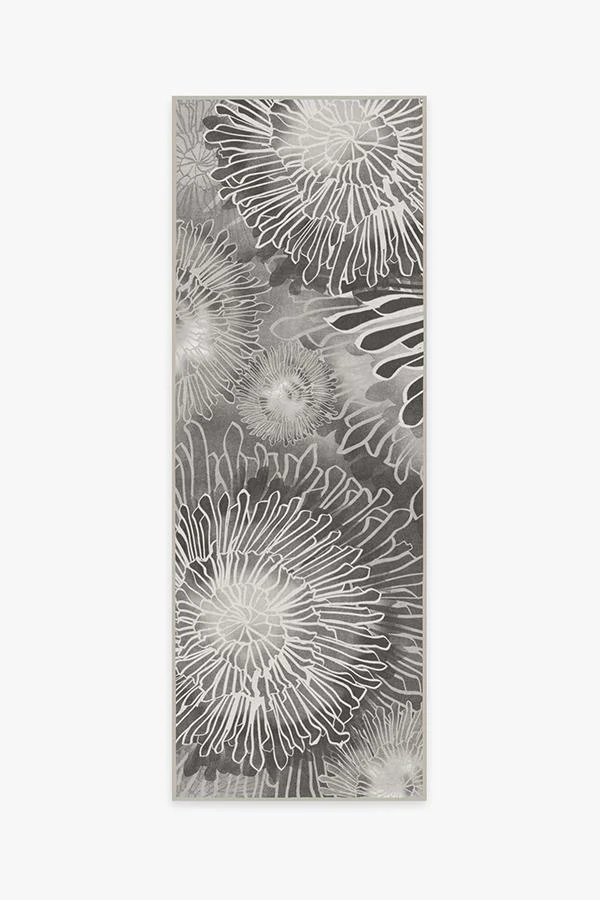 Chrysanthemum Ash Grey Flatwoven Rug