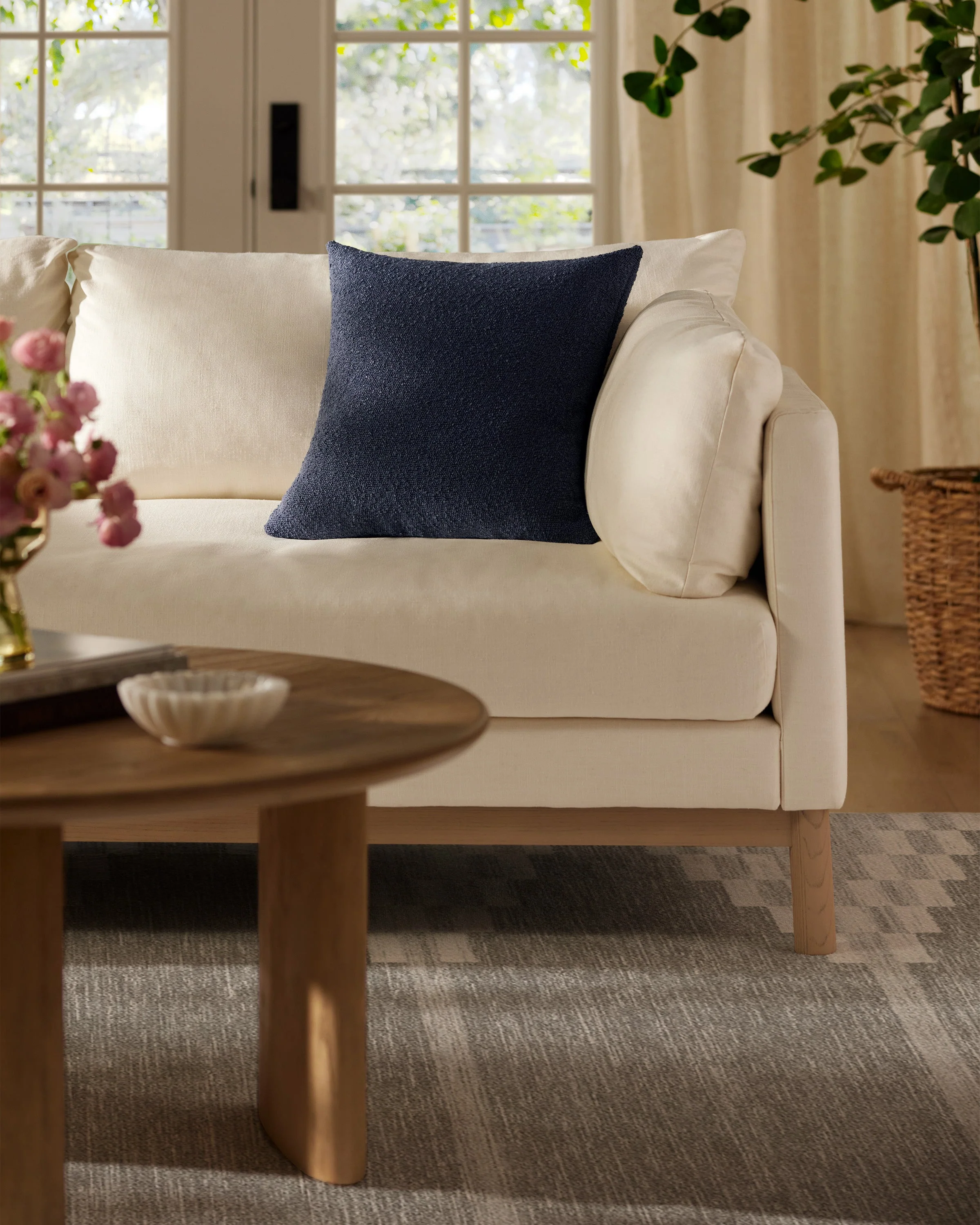 Navy Boucle Throw Pillow