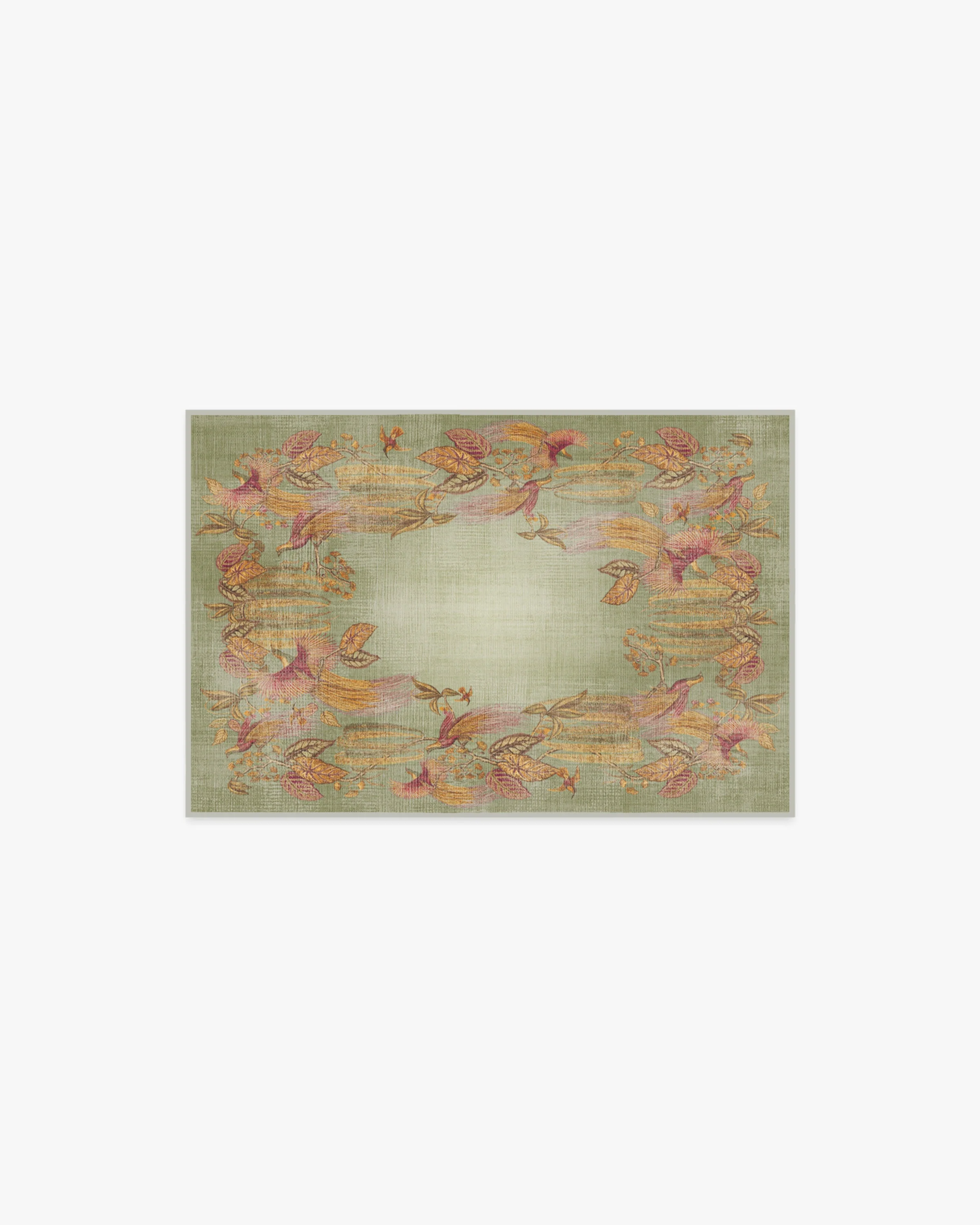 Bird of Paradise Silver Fern Flatwoven Rug by Sanderson