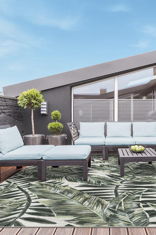 Filifera Palm Green Outdoor Rug
