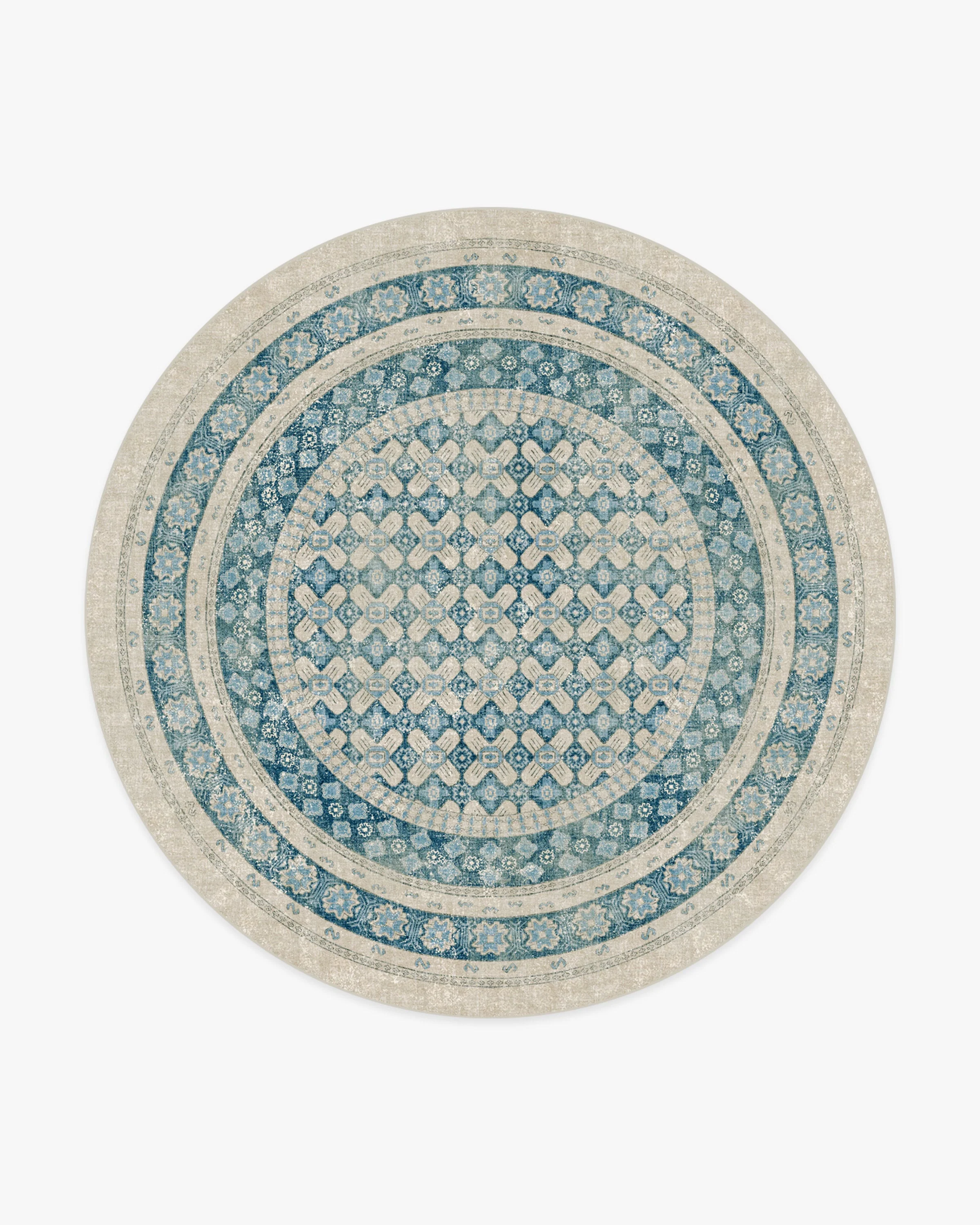 Cyrus Neutral & Blue Flatwoven Rug
