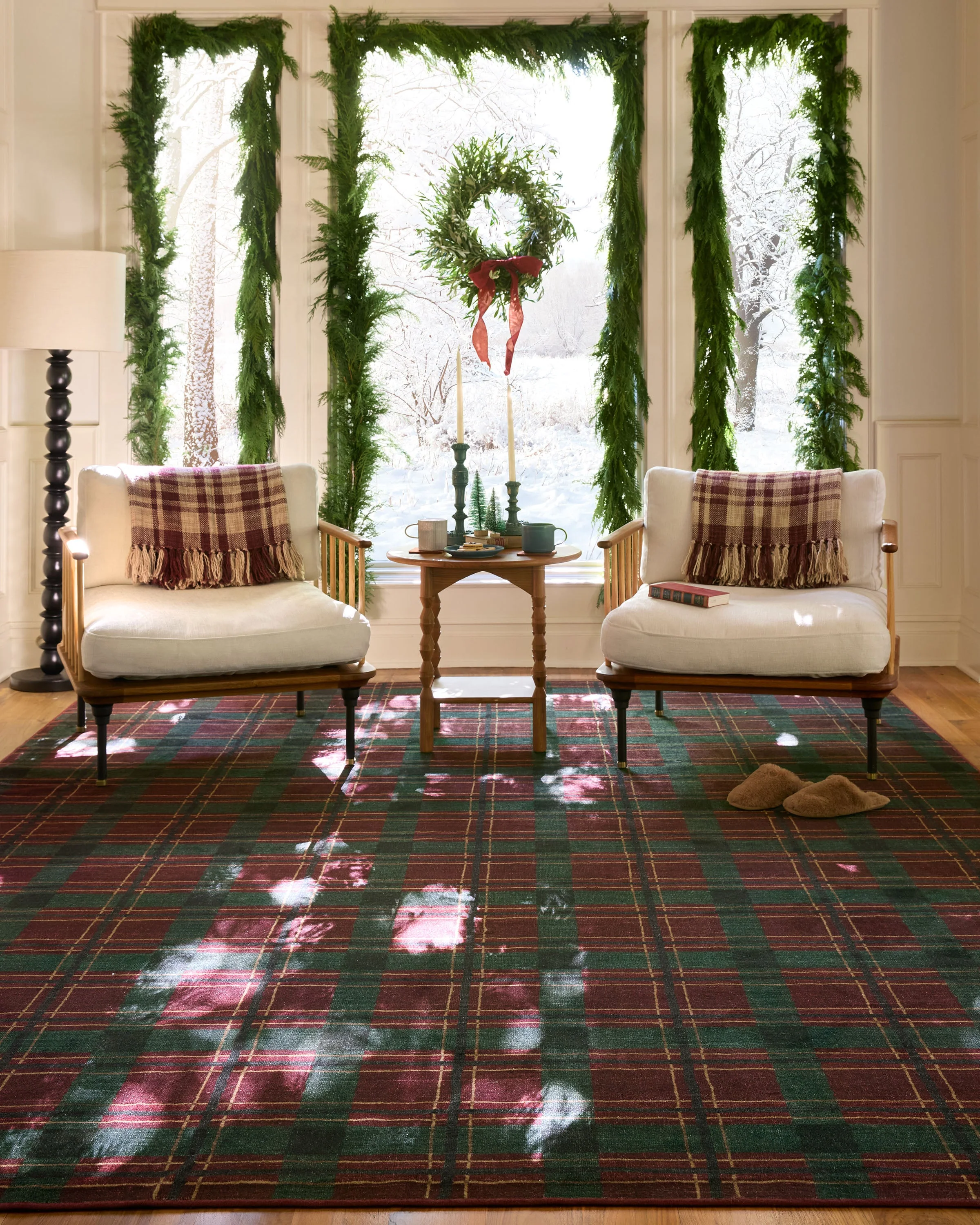 Piper Plaid Burgundy & Green Flatwoven Rug
