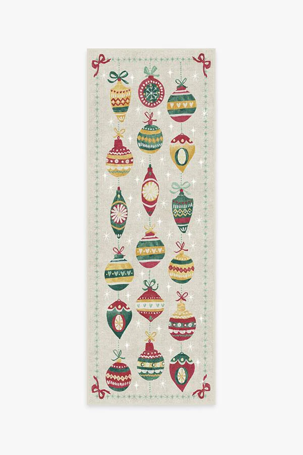 Festive Garland Holiday Shortbread Flatwoven Rug