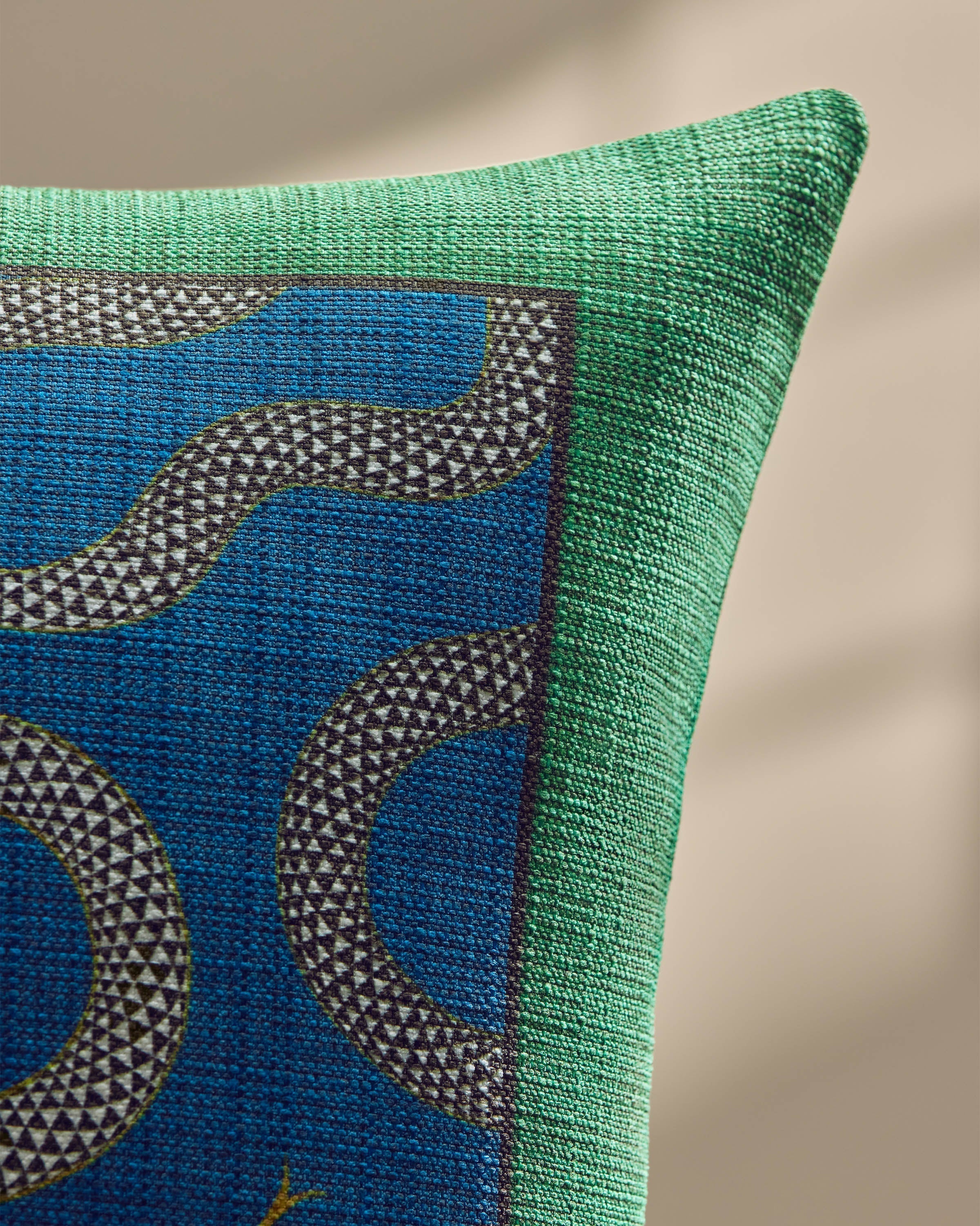 Venom Green & Blue Woven Throw Pillow by Jonathan Adler
