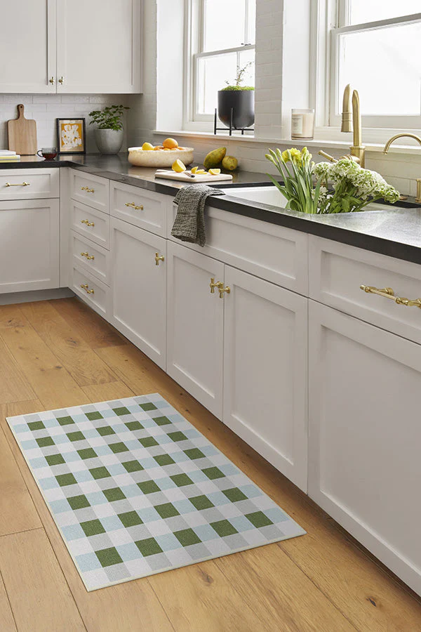 Sutton Moss Green & Blue Flatwoven Rug by The Home Edit