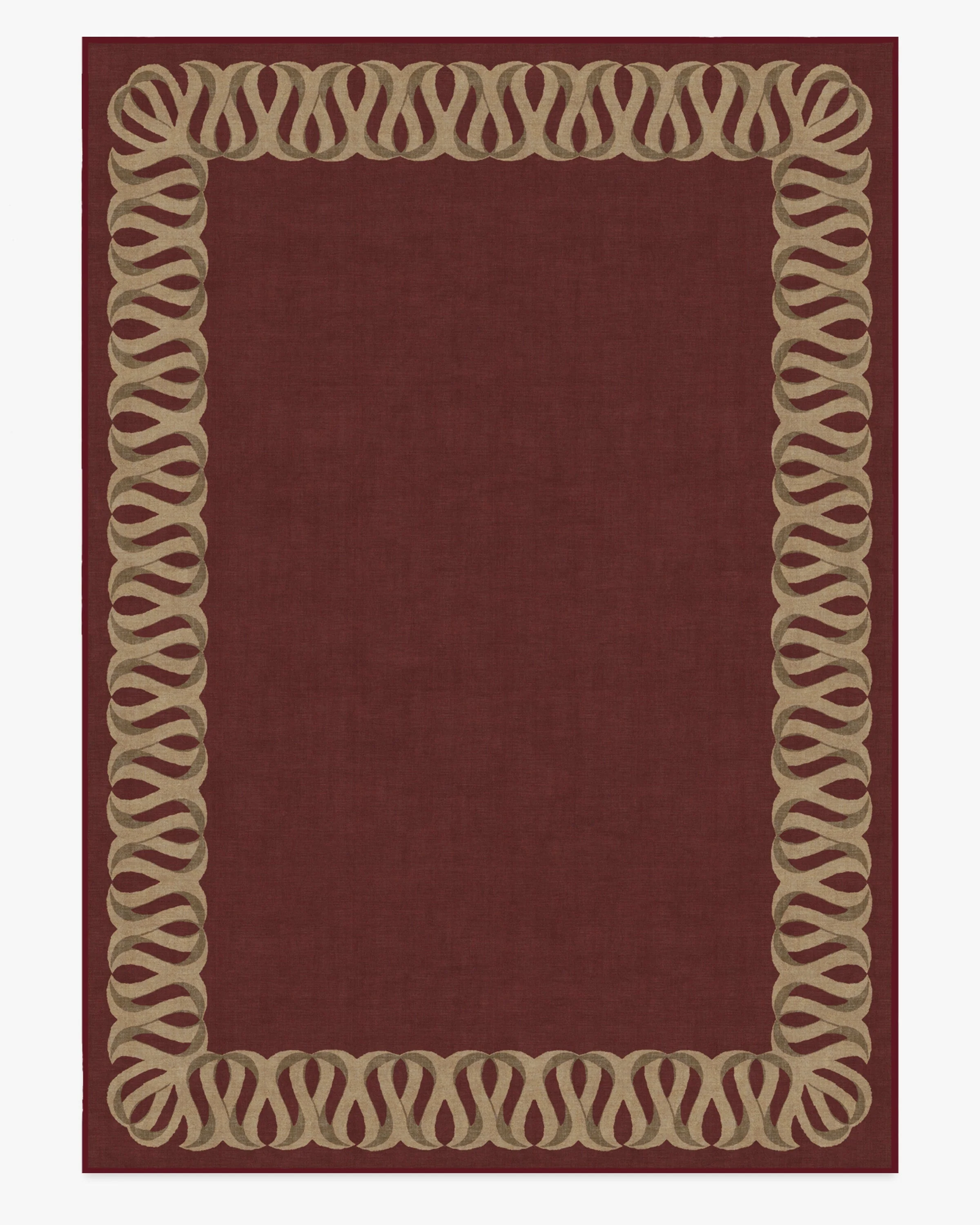 Ribbon Border Red & Natural Flatwoven Rug