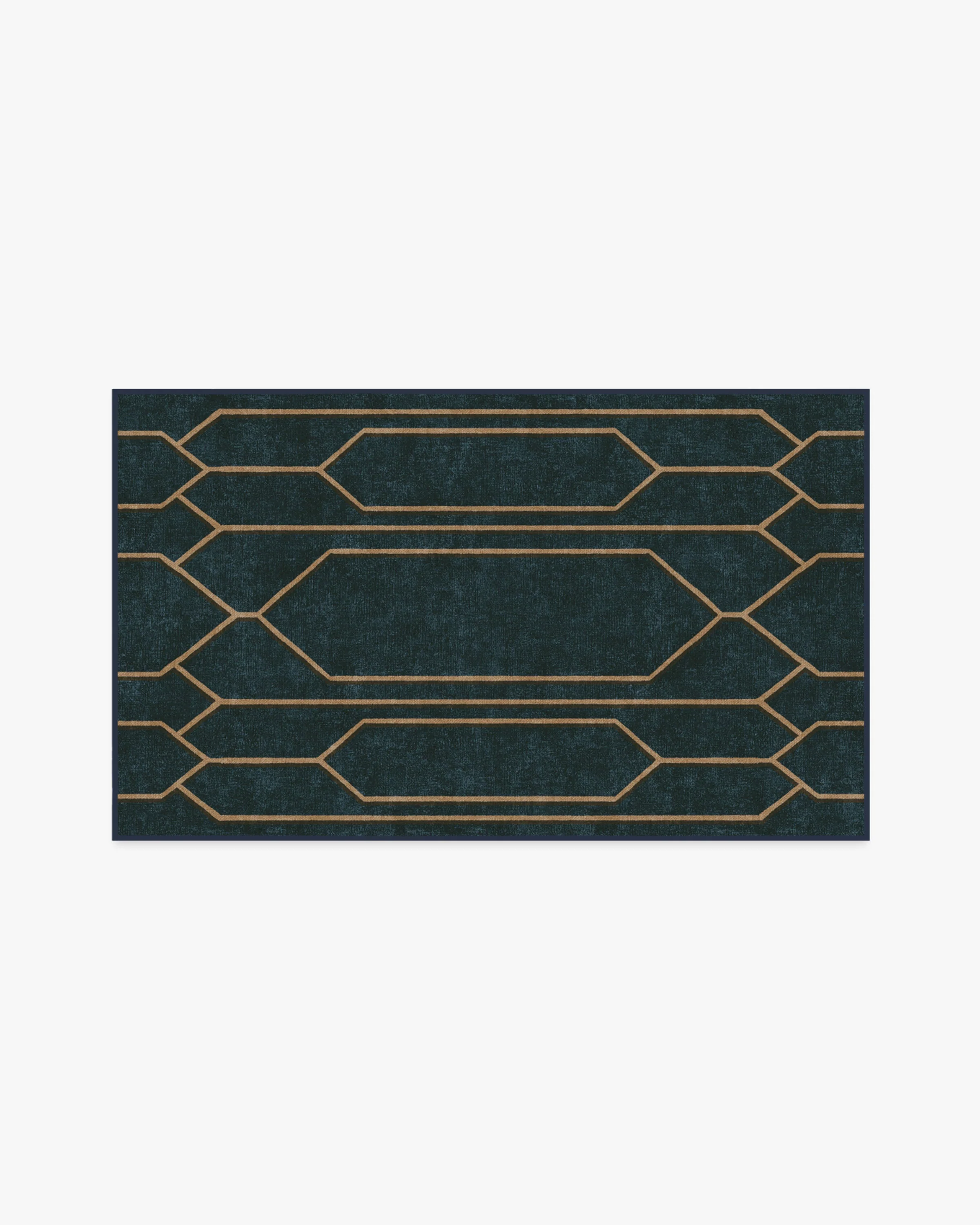 Bryant Marine Blue & Gold Flatwoven Rug by The Hiltons