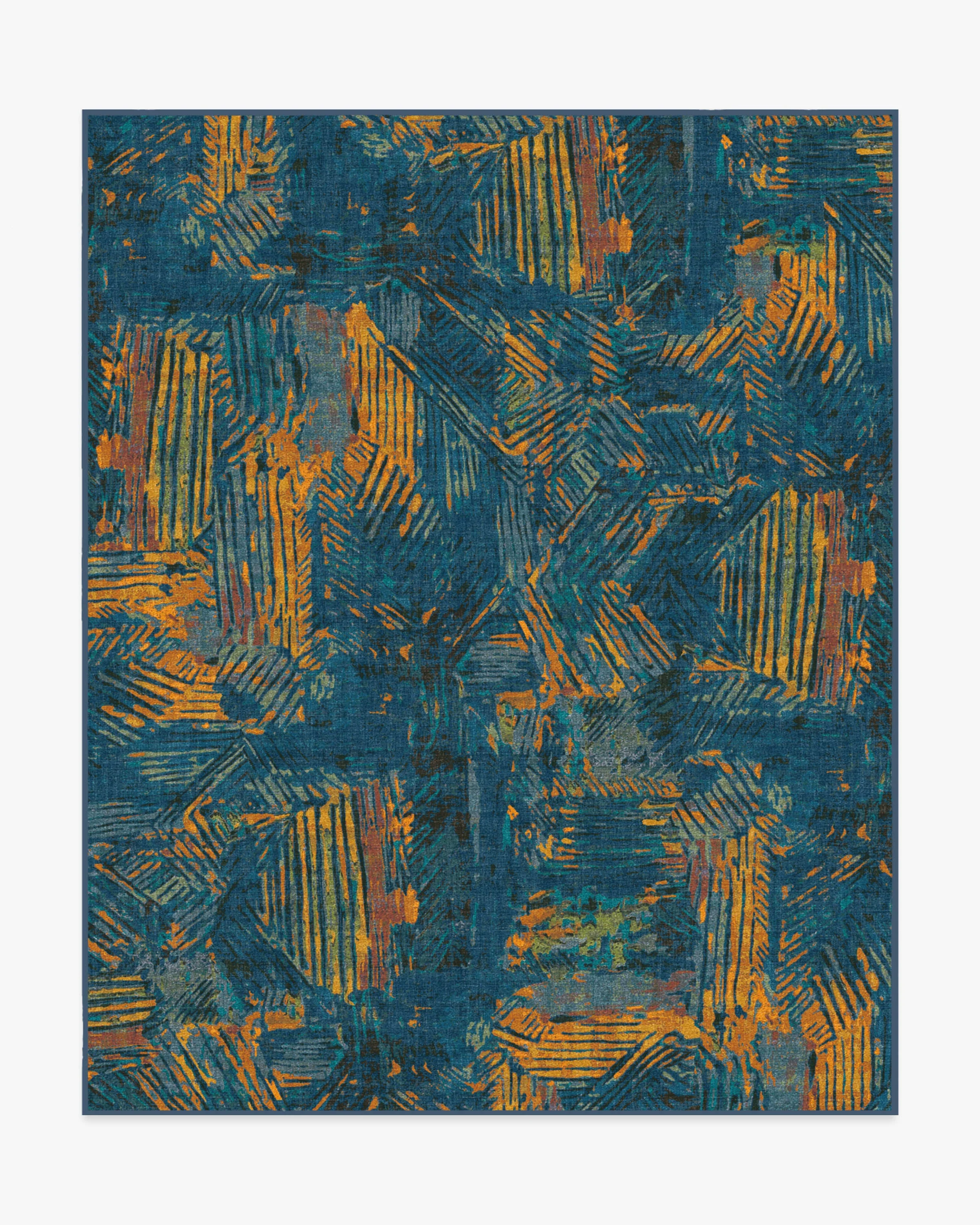 Sgraffito Royal Blue Rug by Malene Barnett
