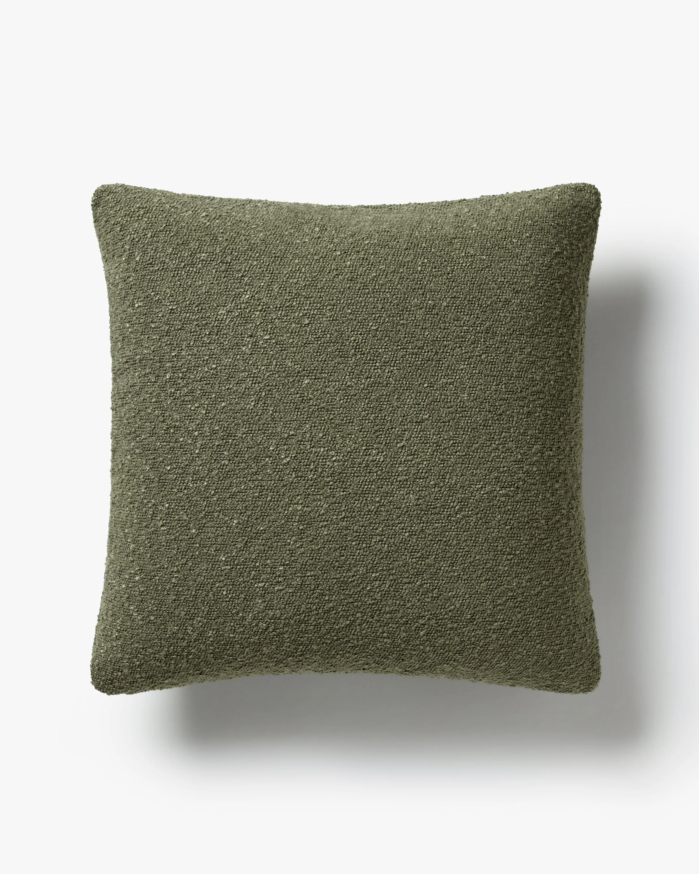 Olive Green Boucle Throw Pillow