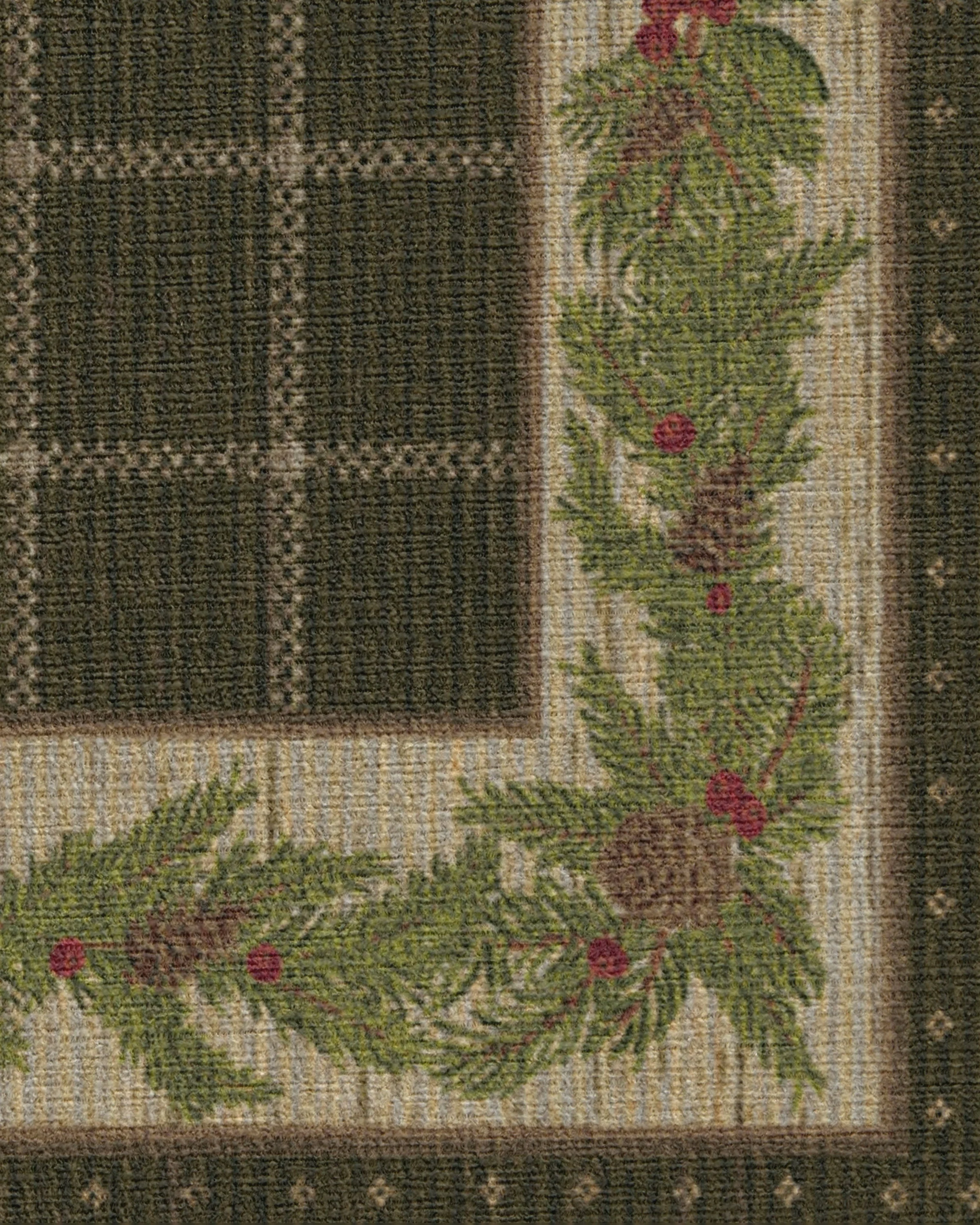 Pine Border Dark Olive Flatwoven Rug