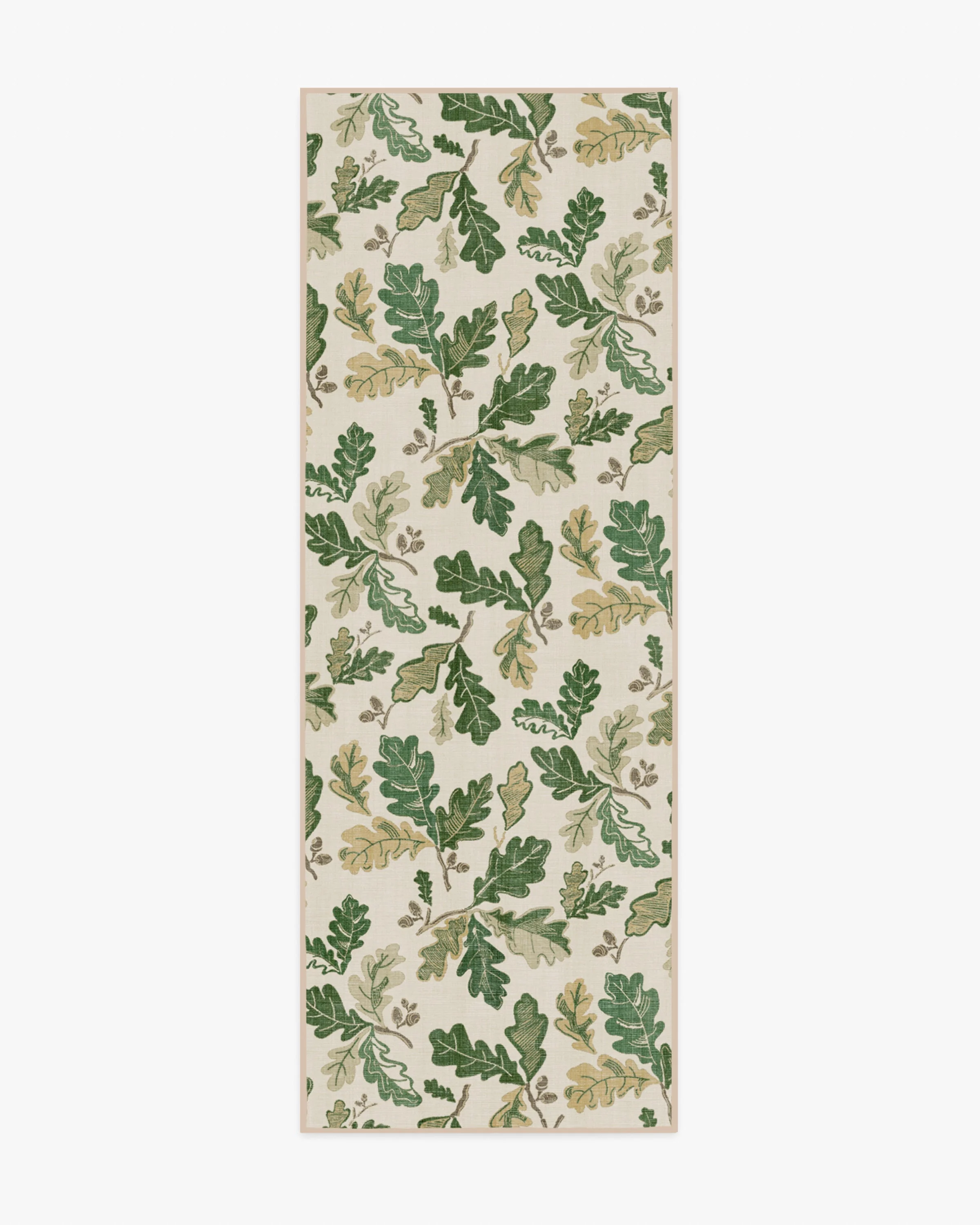 Oak Leaves Green Flatwoven Rug