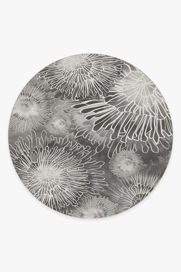 Chrysanthemum Ash Grey Flatwoven Rug