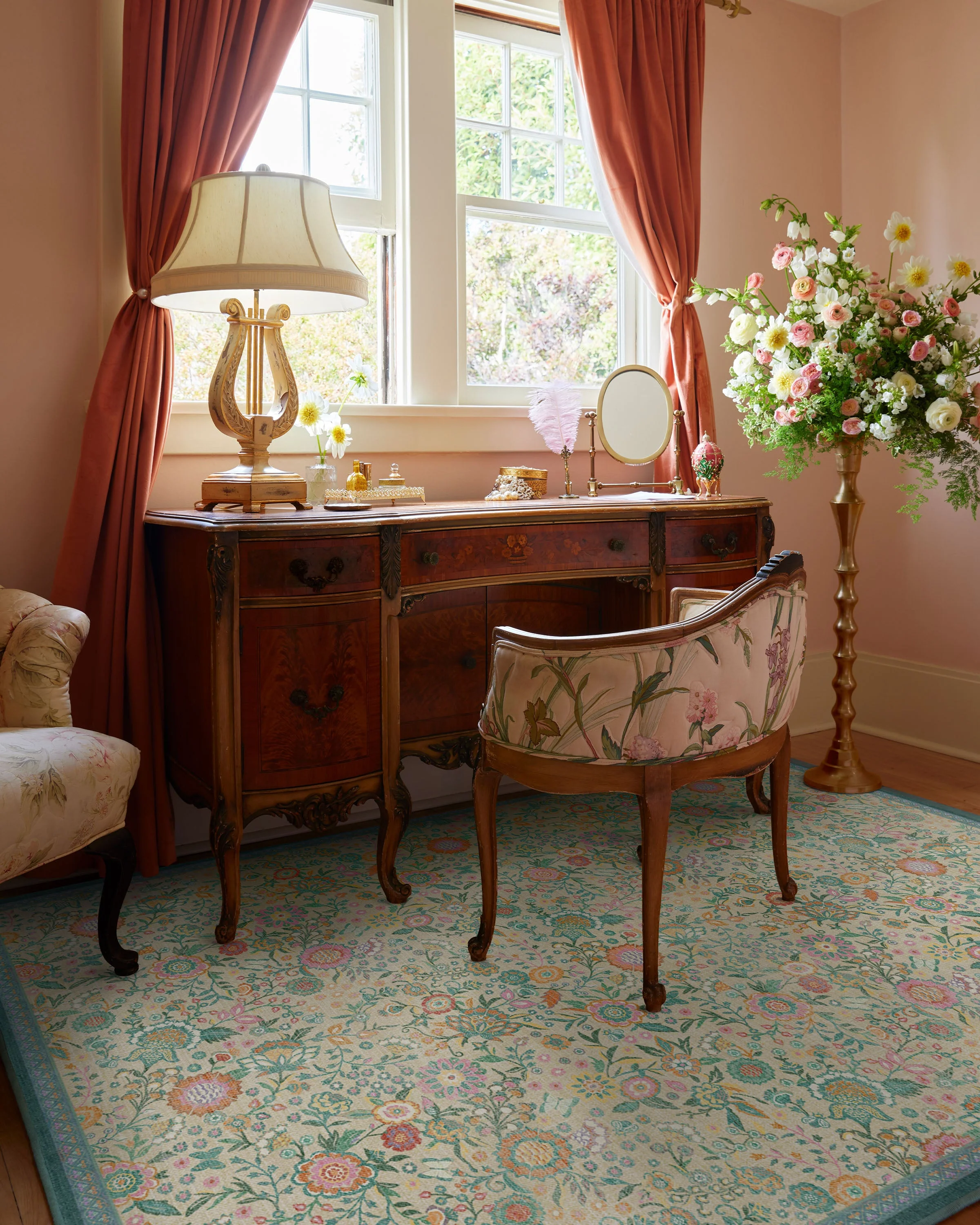 Royal Garden Ivory & Jade Rug by Bridgerton