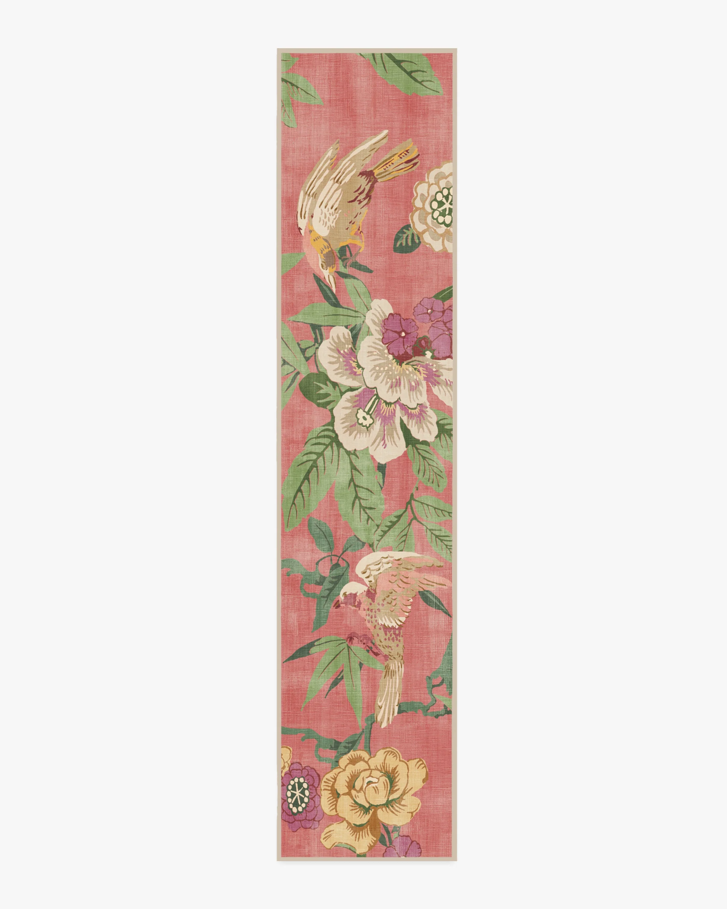 Bamboo & Bird Blossom Pink Rug by Sanderson