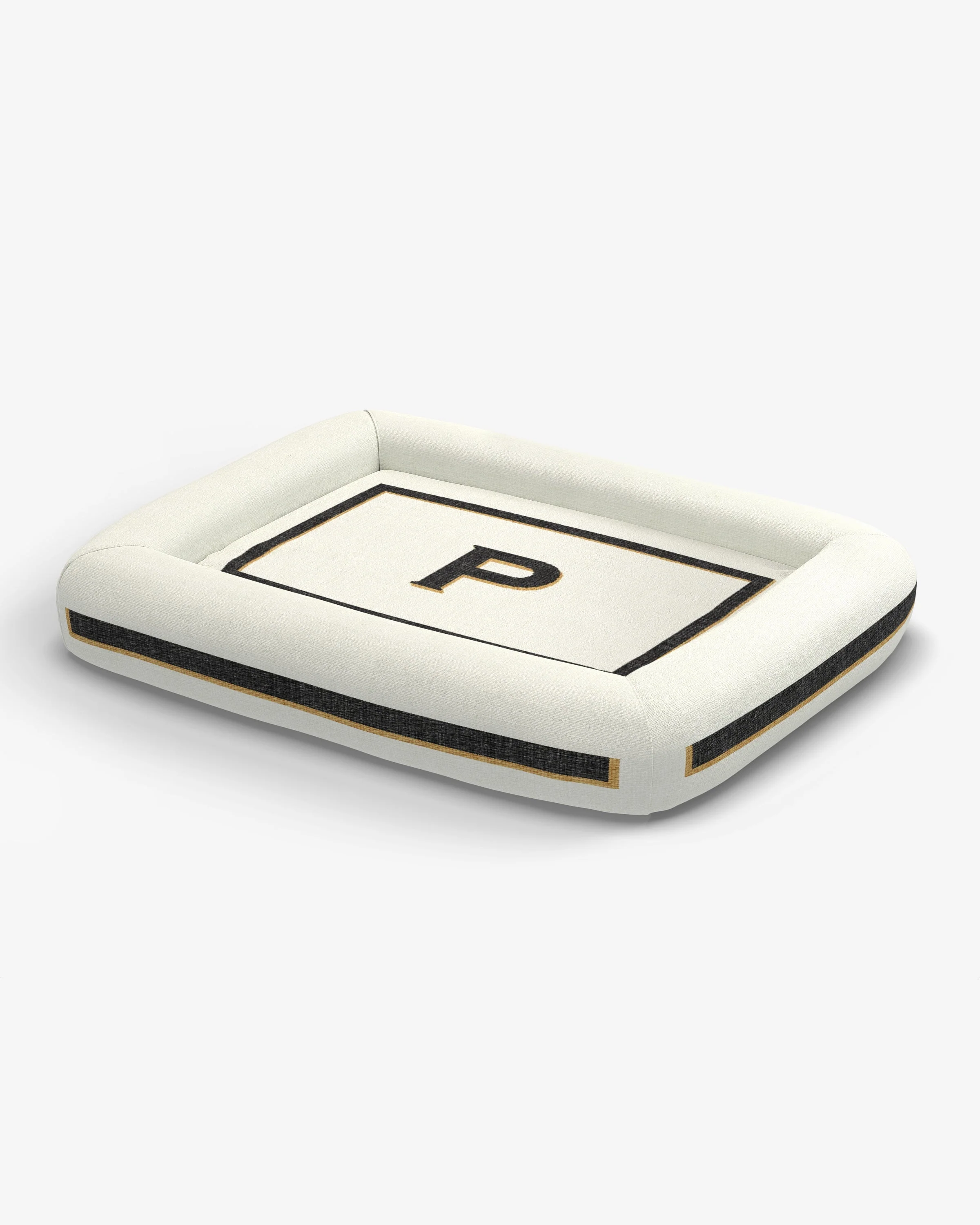 Classic Monogram Ivory Woven Pet Bed, Large by Jonathan Adler