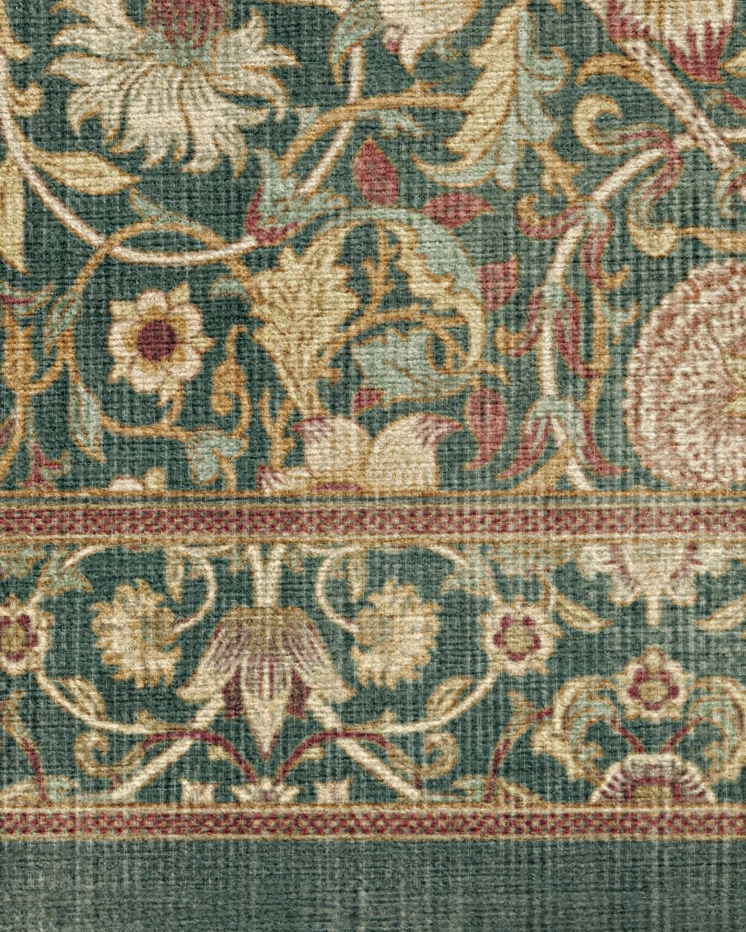 Lodden Soft Evergreen & Gold Flatwoven Rug by Morris & Co.