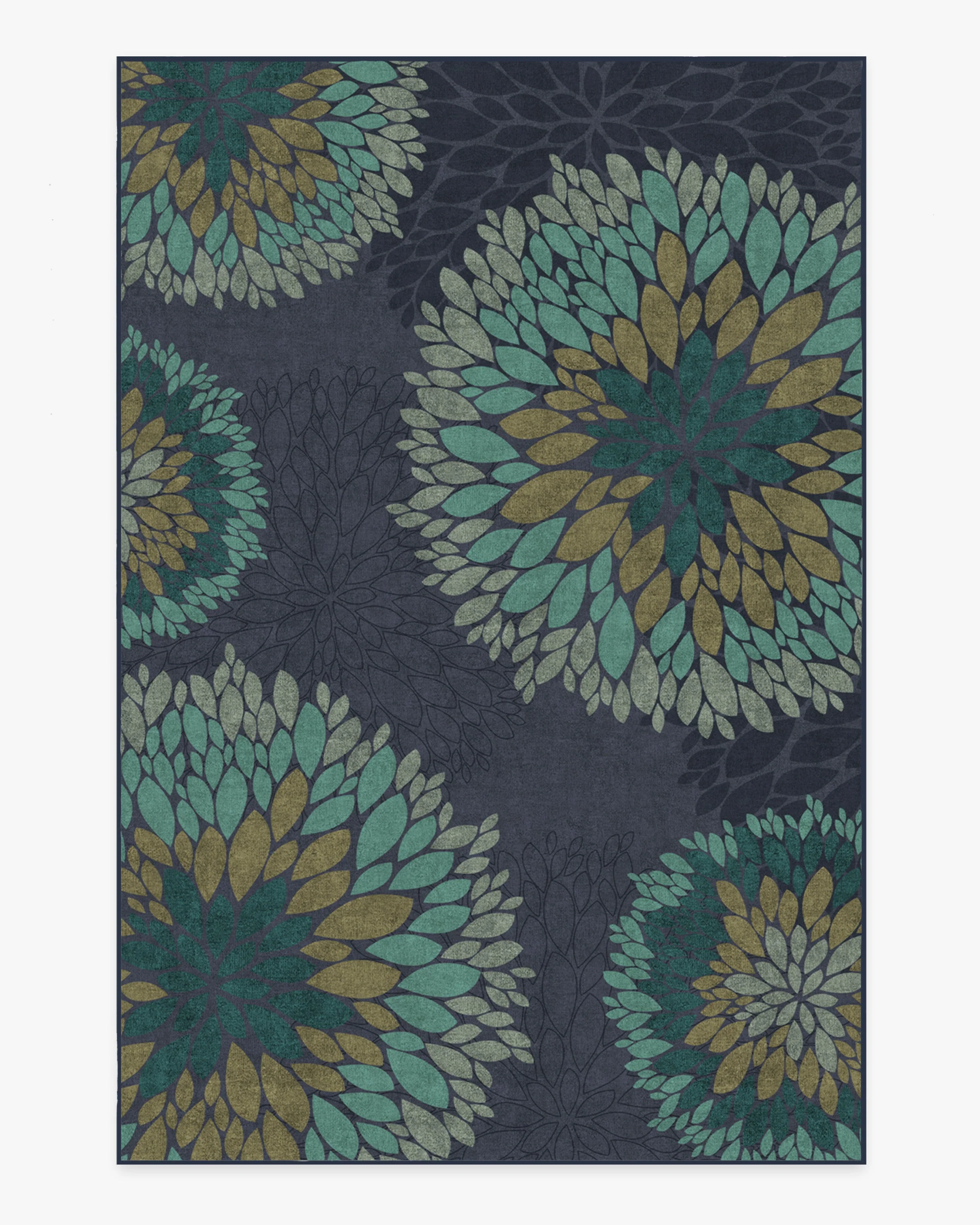 Floral Medallion Navy Rug