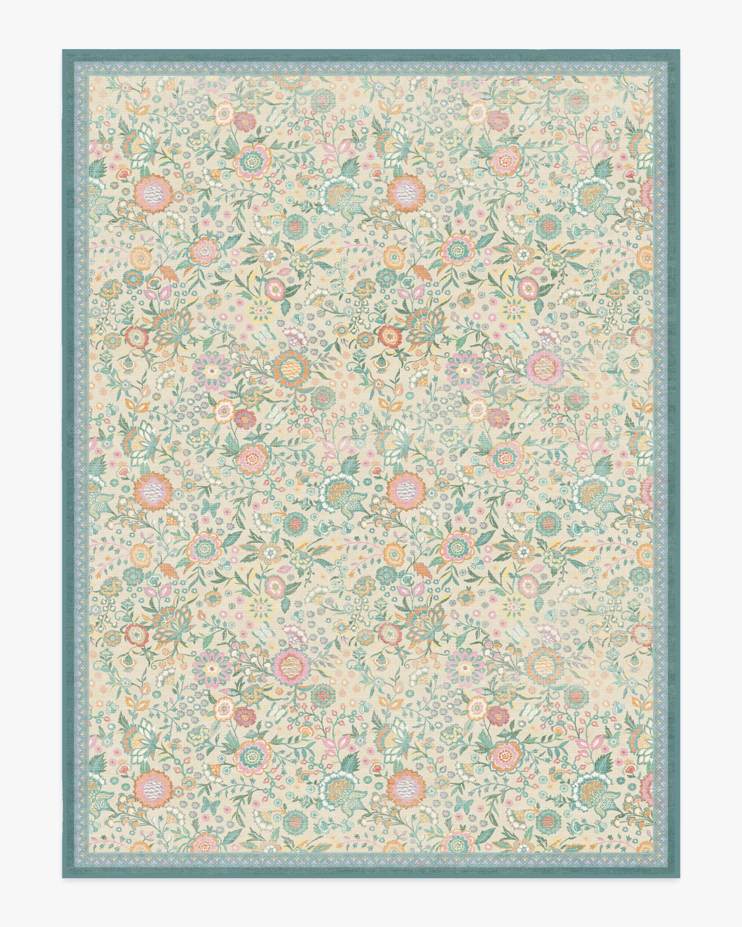 Royal Garden Ivory & Jade Flatwoven Rug by Bridgerton
