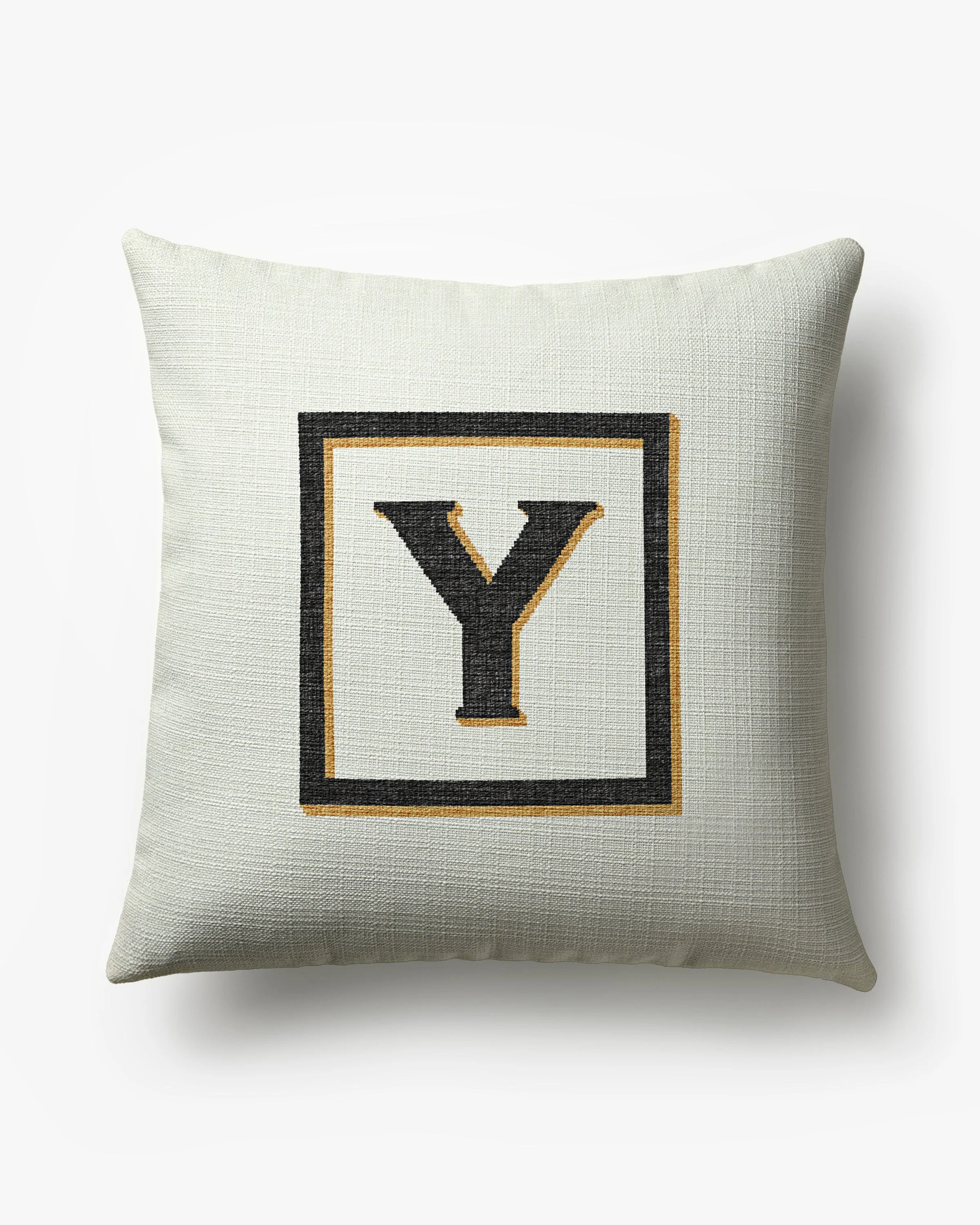 Classic Monogram Ivory Woven Throw Pillow, 20x20 by Jonathan Adler
