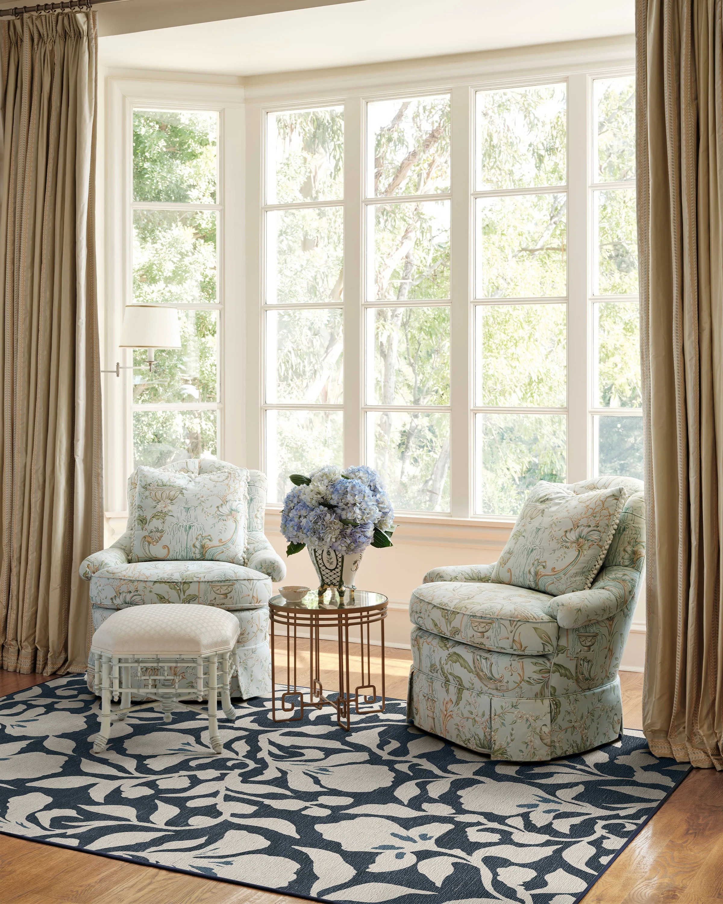 Flora Ink Blue & Ivory Rug by The Hiltons