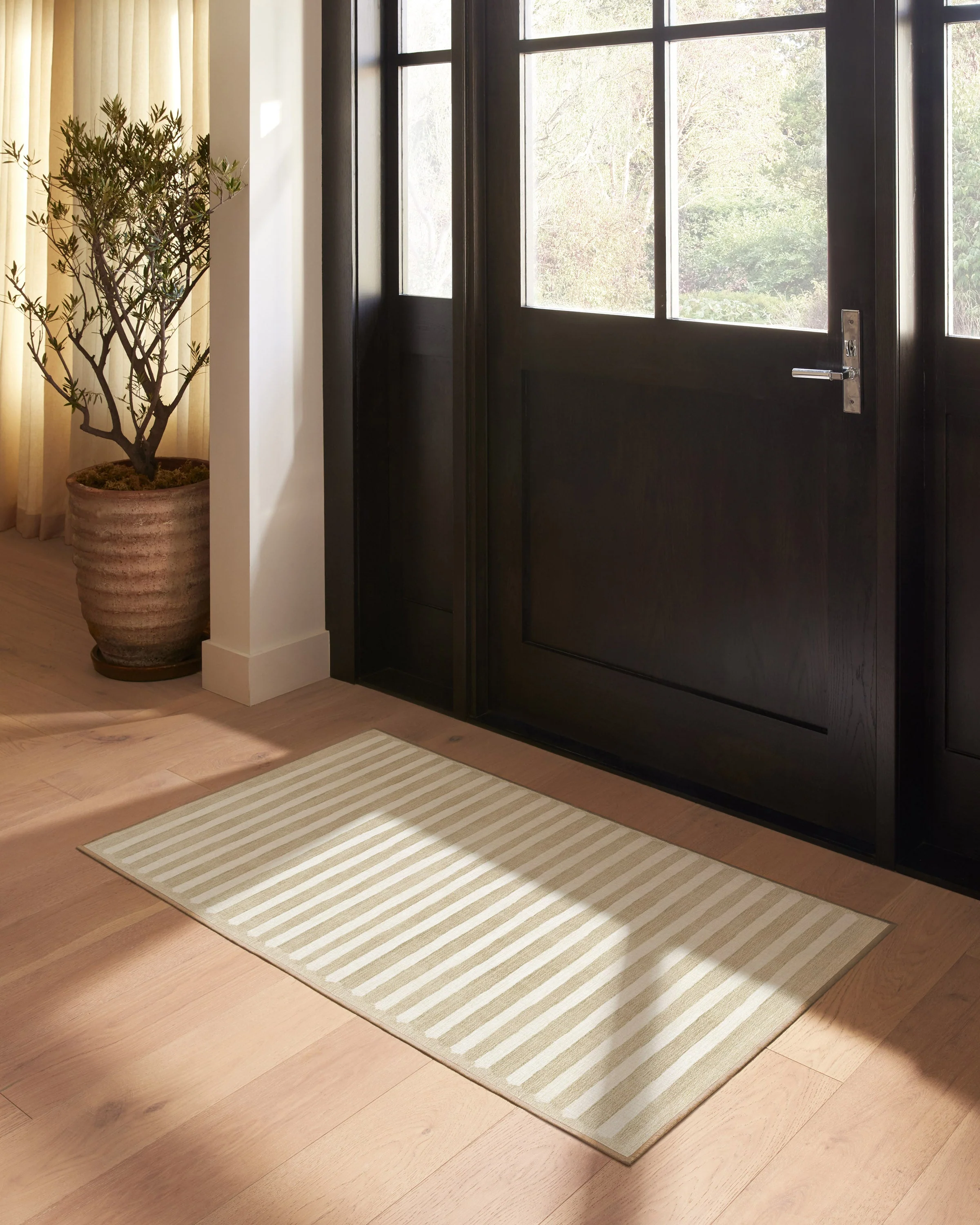 Elin Stripe Latte Cream Rug by goop